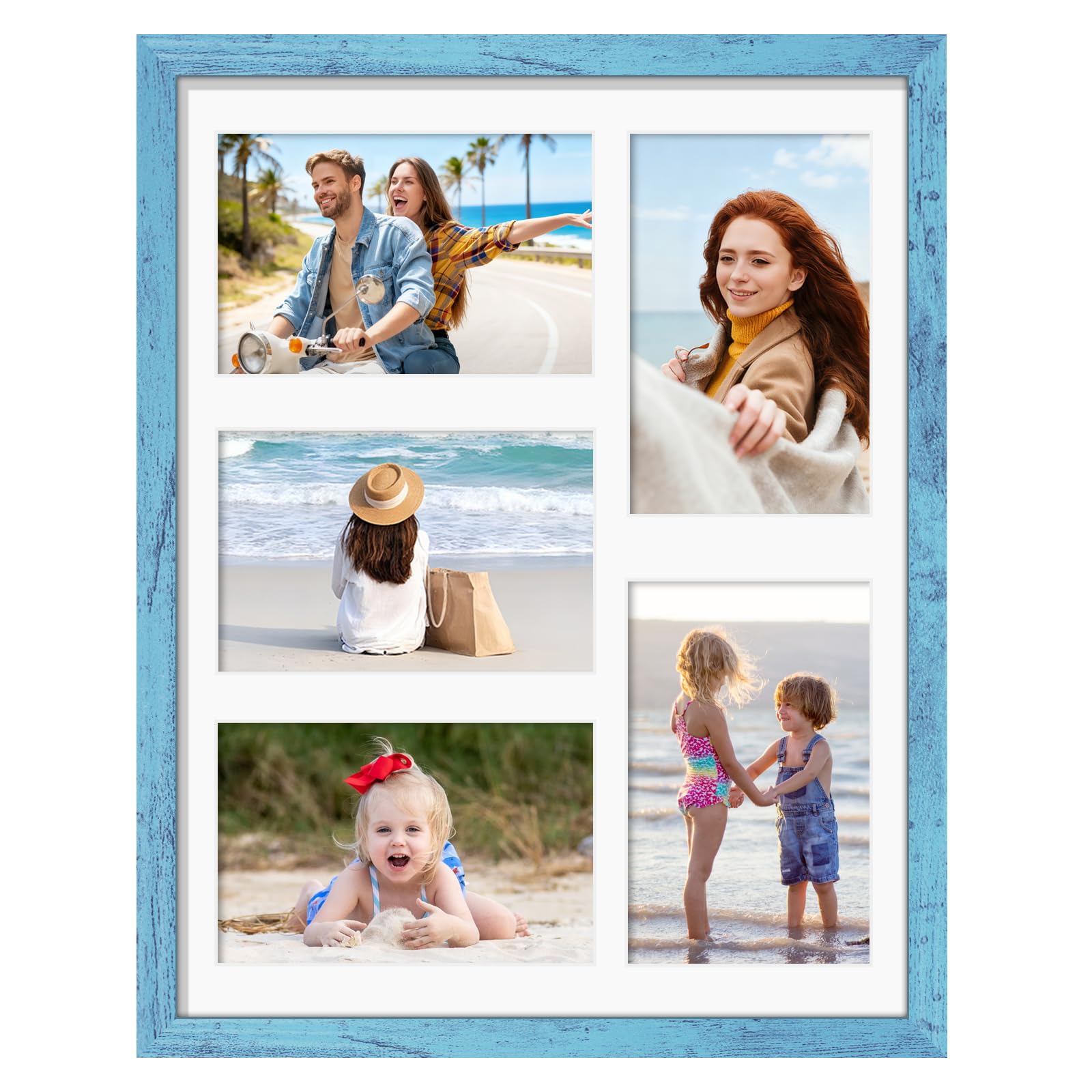 DUENPY 11x14 Collage Picture Frame 4x6 Collage Picture Frame Displays Five 4x6 inch Photos or 11x14 (Without Mat) Wall Decor Wall Hanging or Tabletop Blue