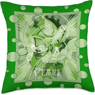 Dove with Celtic Peace Text in Green Tones Throw Pillow