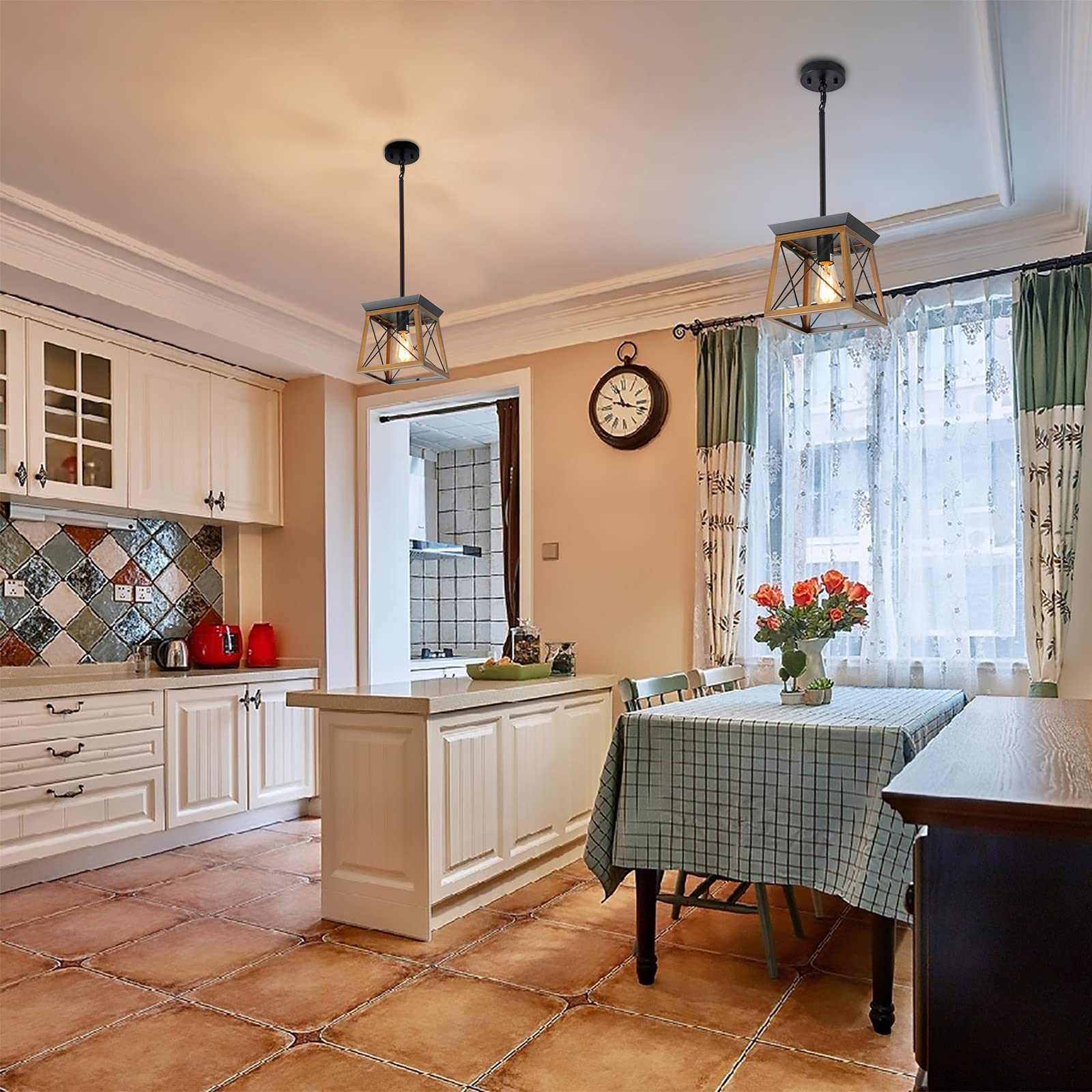 XIPUDA Kitchen Island Lighting, Rustic Dining Room Light Fixture, Farmhouse Pendant Lights, Farm House Chandeliers for American Country