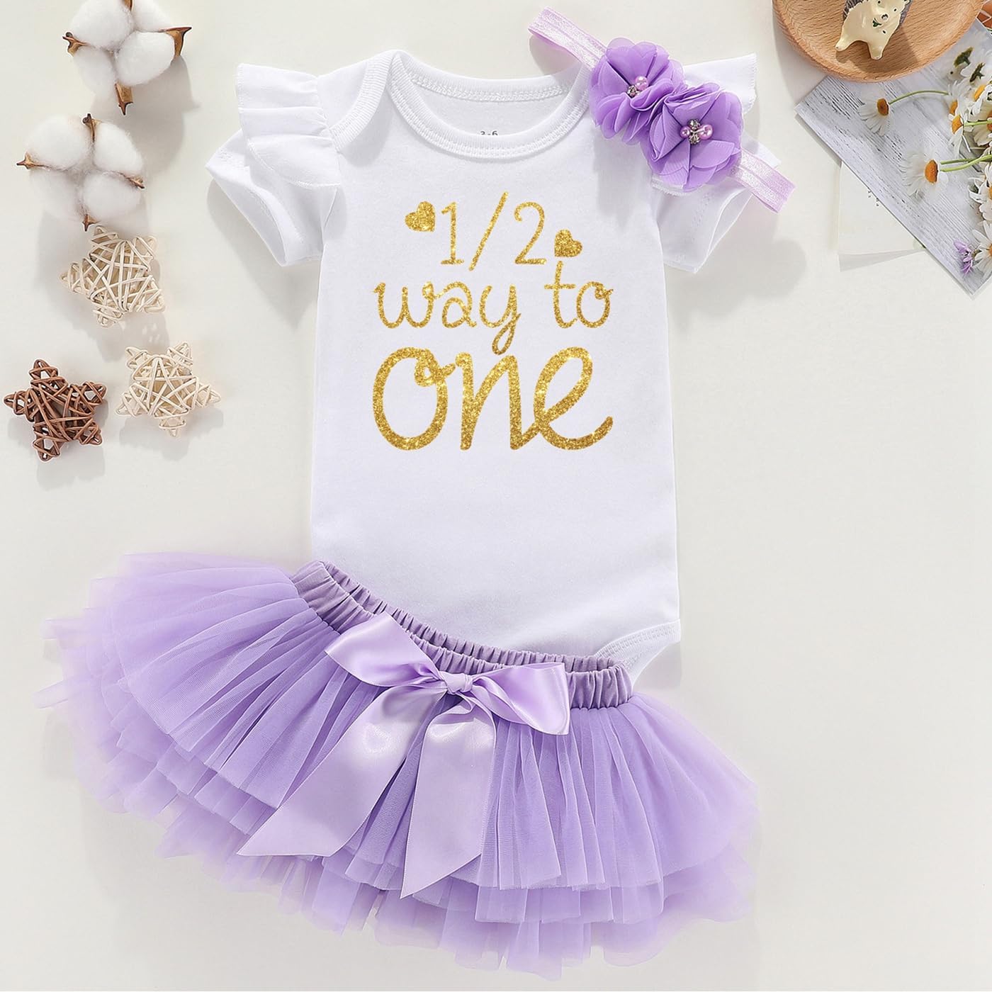 Half Way To One Half Birthday 6 Month Birthday Baby Girl Outfit Half Year Tutu Clothes