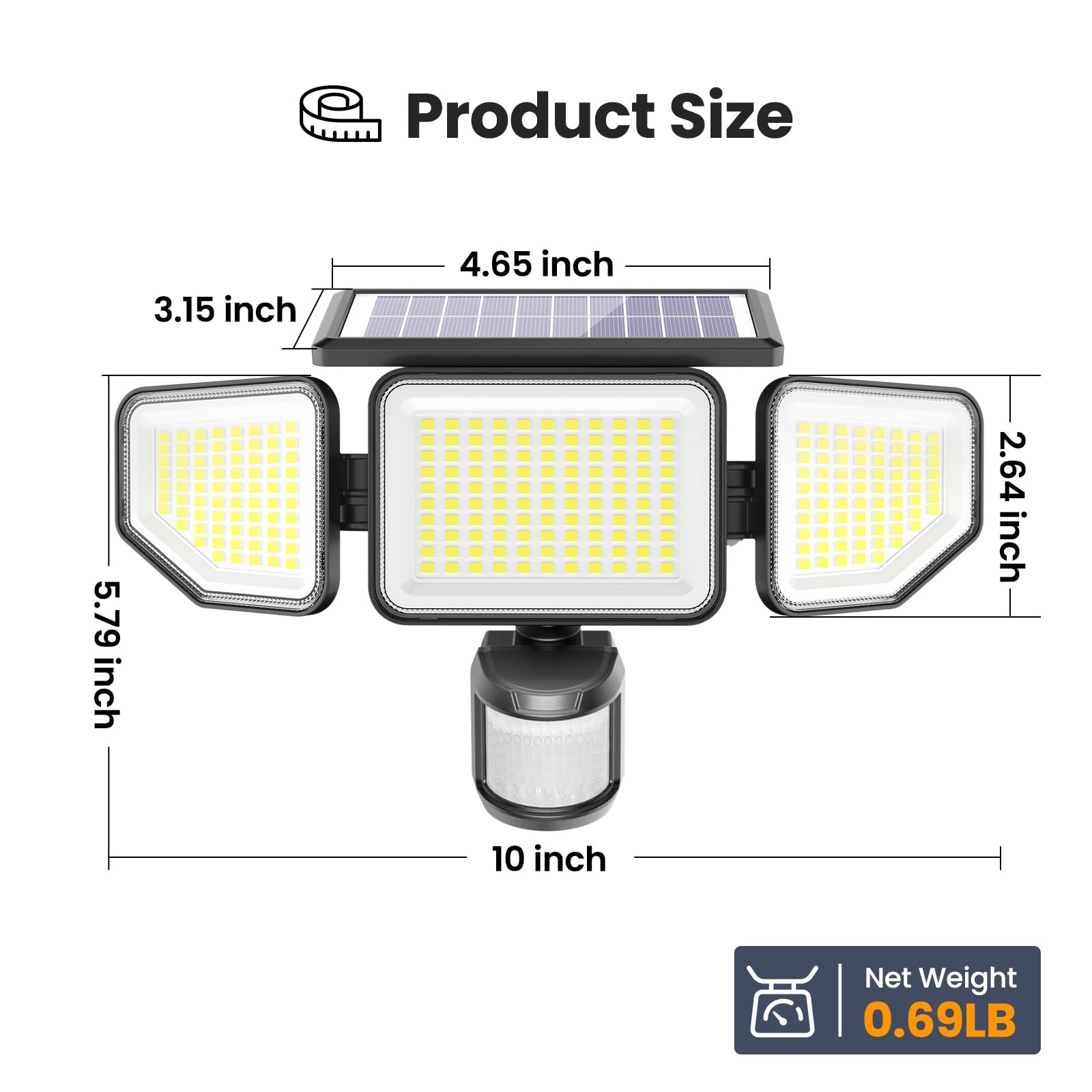 Onforu 2 lampade solari esterne con rilevatore di movimento, proiettore LED solare 3000 lumen, IP65 impermeabile, per terrazza, veranda, garage, cortile, strada