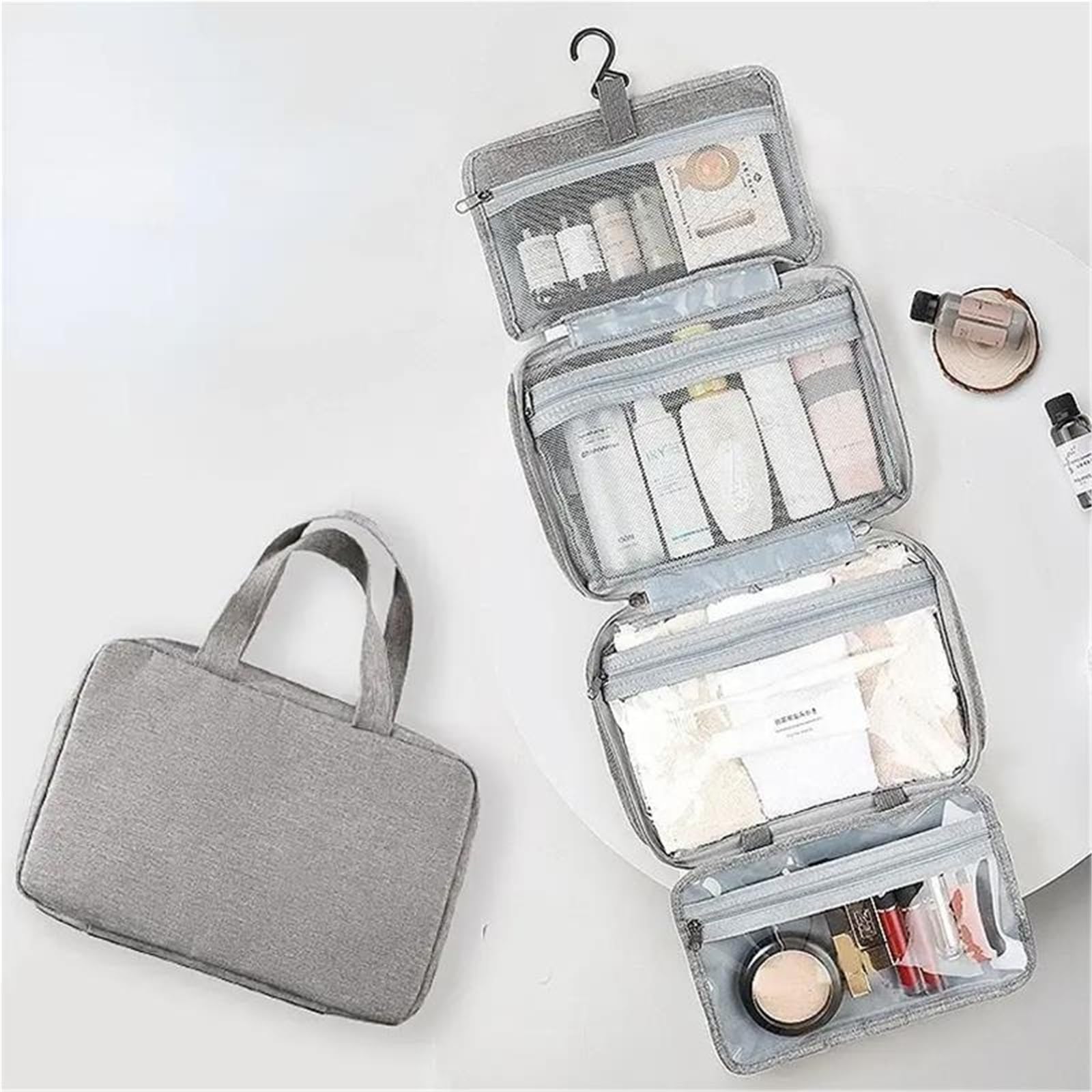 Borsa da toilette pieghevole impermeabile viaggio 1 pezzo for separazione asciutta e bagnata for cosmetici di grande capacità Per Viaggi(Black)
