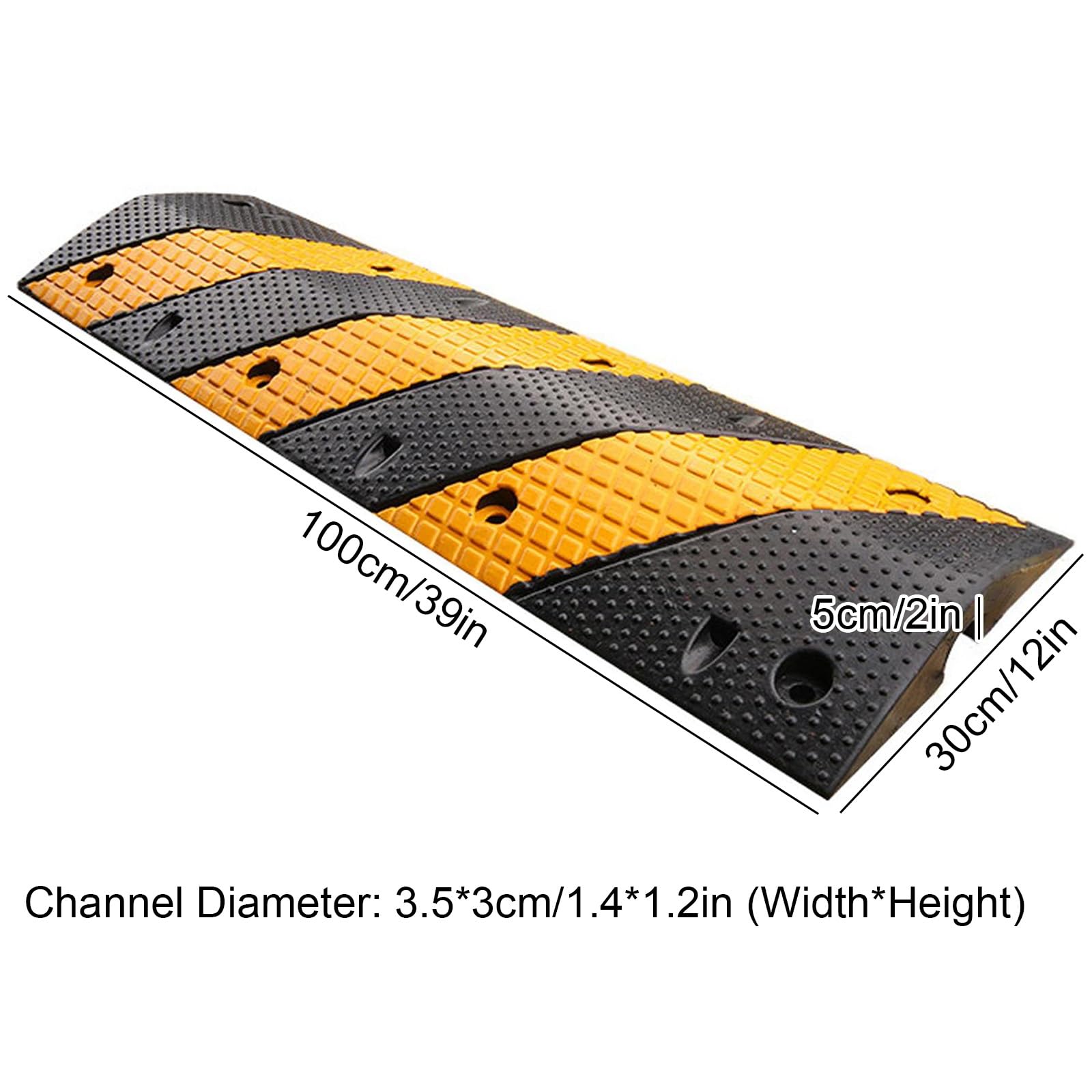 Rampa de Protección de Cable de Goma, Pasacables Suelo de 100 Cm, Protectores de Cables de Suelo para Estacionamientos y Garajes, Capacidad de Carga de 2 Toneladas(100 * 30 * 5cm/39 * 12 * 2in)