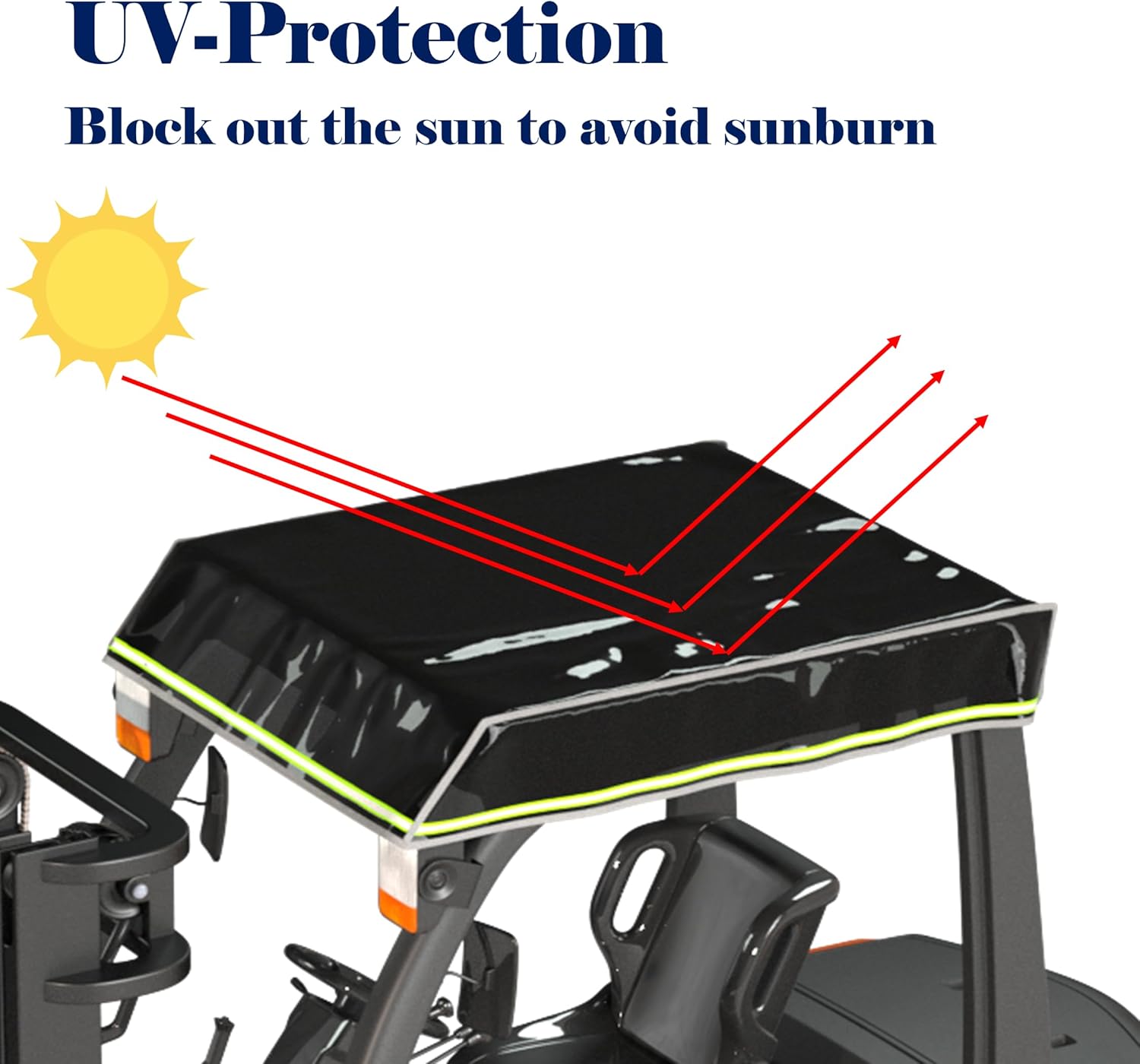 BENVOL Forklift TOP Cover, Black Transparent PVC, 0.5MM Thickened,Sun Protection, UV Protection, Shade, Sun,47'W X 45'L, Suitable for 6000lb Forklift Roof.