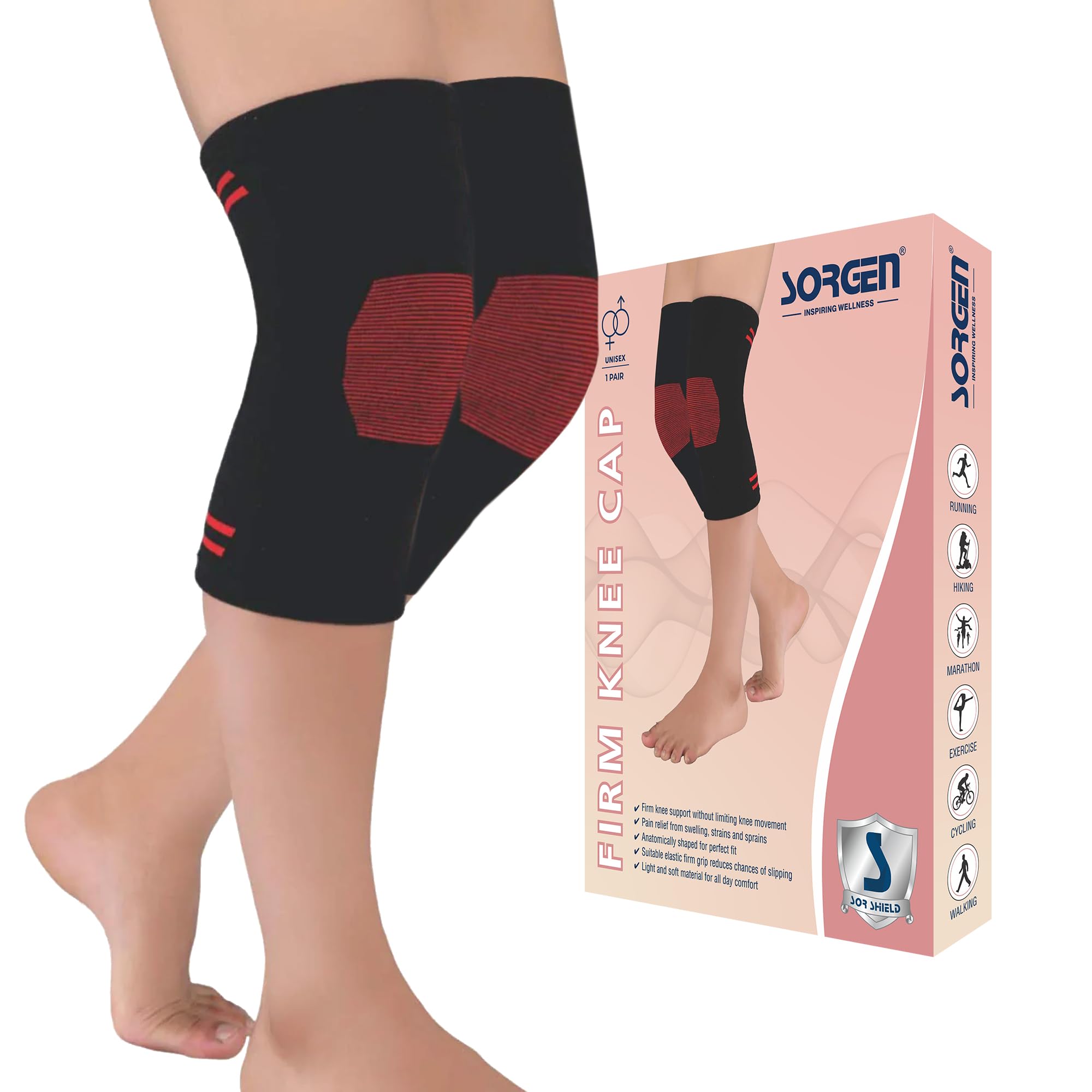 Sorgen Firm Knee Cap | Knee support | Knee compression support | Knee pain | Pain Relief | Exercise | Workout | Sports | Knee Brace MEDIUM-image-20