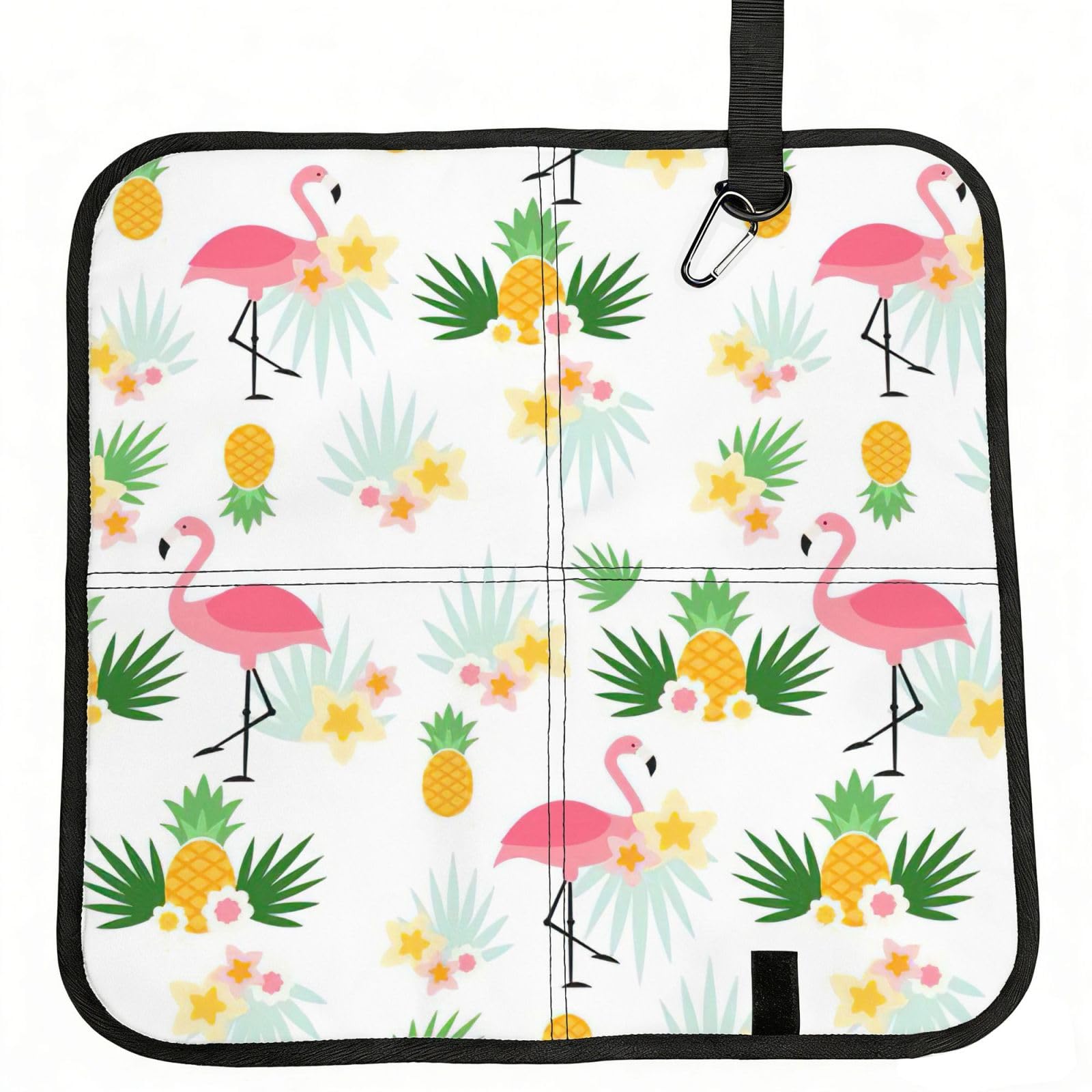 VCzsdff Flamingos And Pineapples Print Portable Seat Cushion Folding Bleacher Pad Compact Picnic Sitting Mat Polyester 40cm