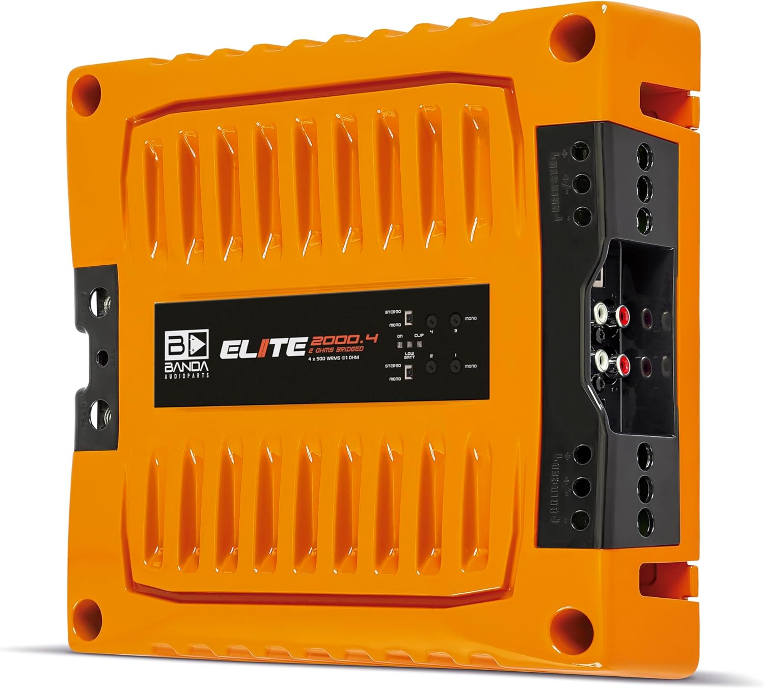 4-Ch. Vehicle Audio Bass Amplifier - 500W High-Powered Mono Bass Amplifier w/Subsonic Filter & Low Pass Filter Stable at 1 ohm, LED Indicators, Sound Specialization, Orange - BANDA 2000.41OHMORANGE