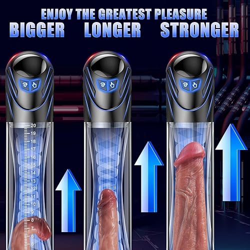 Miniatura 2 de Bomba eléctrica para el pene - Bomba de vacío extensor de pene con 5 modos de succión, bombas de ampliación de pene con 2 anillos de pene para