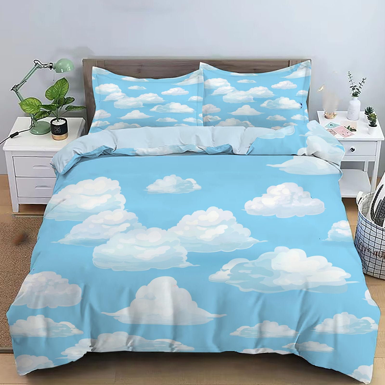 Set literie bleu clair peinture à l'huile avec housse de couette 260x240