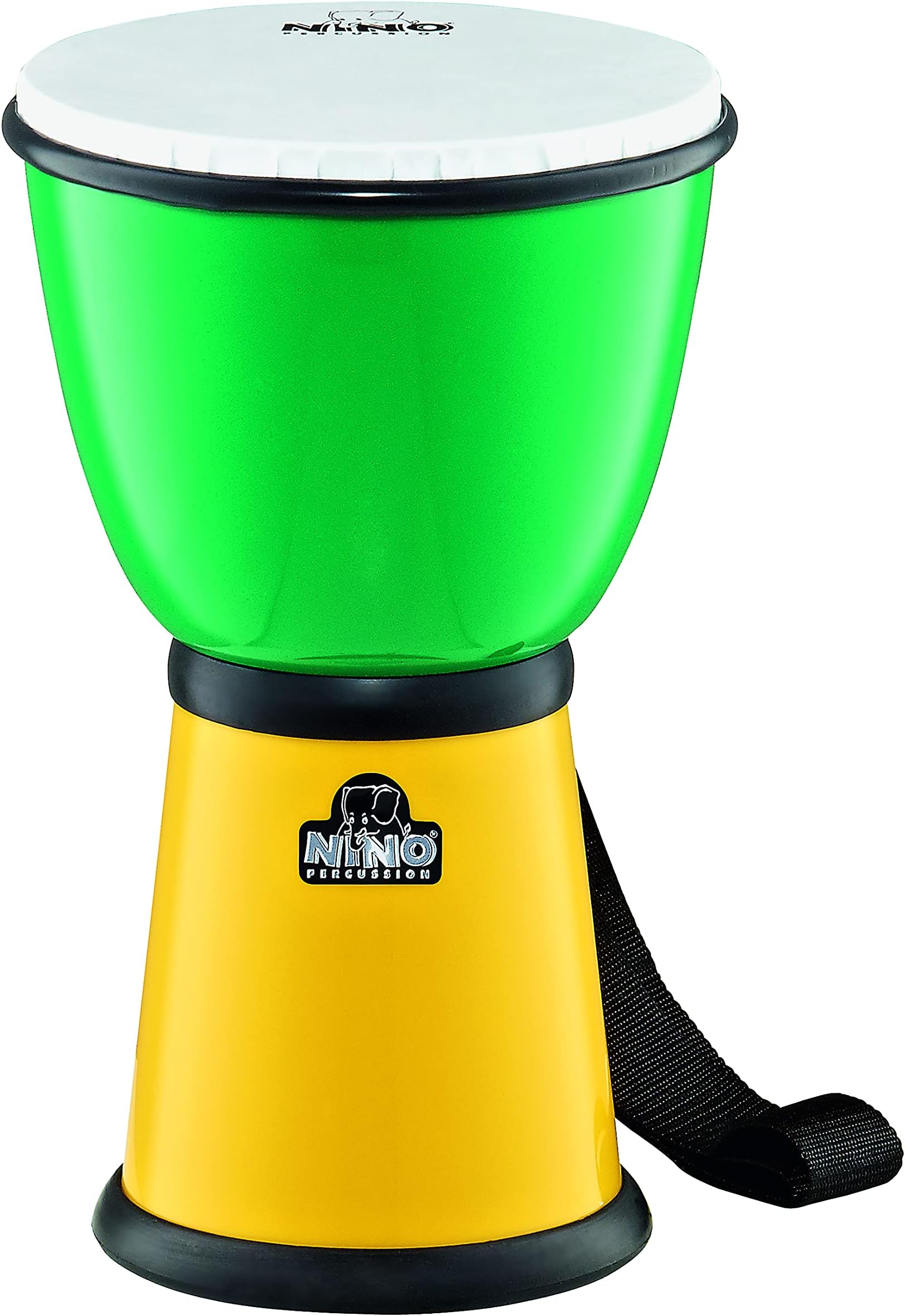 Nino Percussion ABS Djembe Instrument - Large Musical Instrument for Children from 5 years - 8-inch Diameter - ABS Plastic, Green and Yellow (NINO18G/Y)