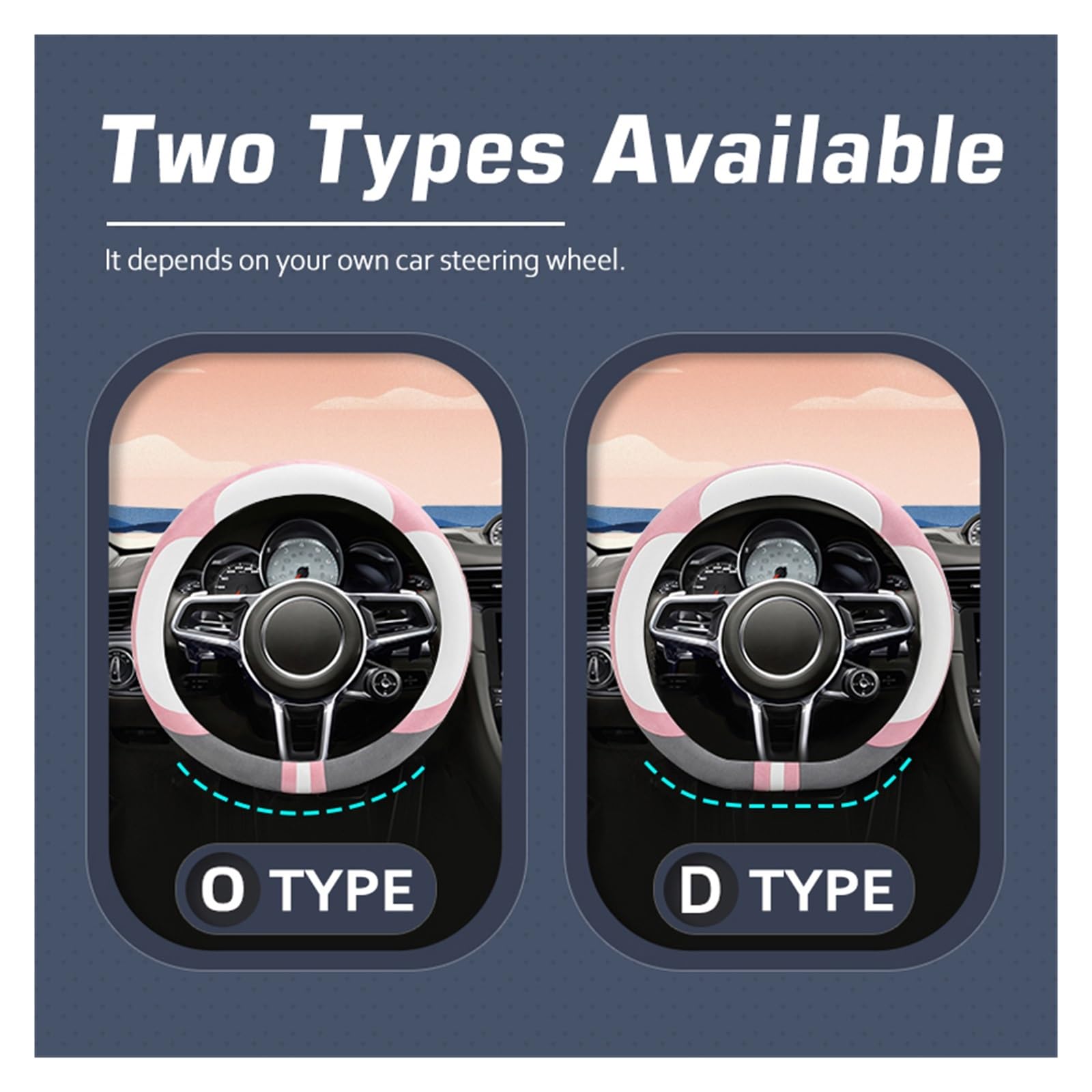 Funda Volante Funda Universal para Volante De Coche Funda Protectora para Volante De Coche De Piel De Ante De 38cm Estilo Kawaii para Mujer Y Niña Cubre Volante Coche (Tamaño : O Type-1)