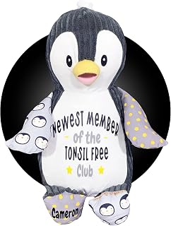 Tonsils Out Gift for Children - Personalized Gifts for Tonsillectomy - Tonsillectomy Recovery Kids - Face Heating Pad - Get Well Soon Gift for Kids After Tonsil Surgery (Sensory Penguin)