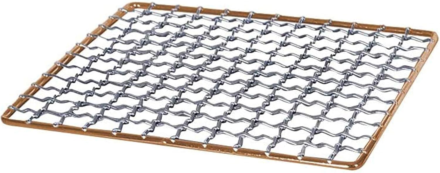 Japanese Style Tabletop BBQ Charcoal Grill, with Metal Grate and Wood Base, Made in Japan, 8.07 x 8.07 inches