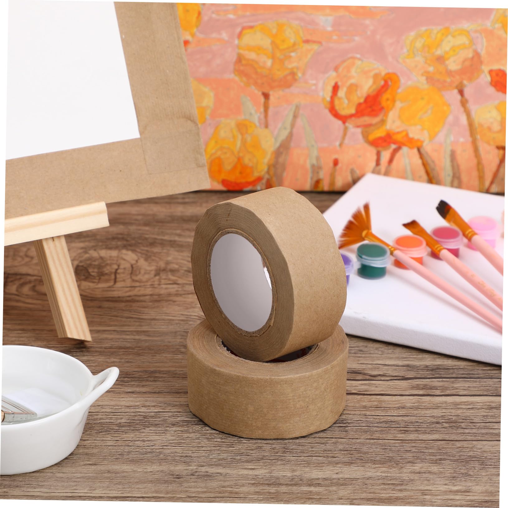 WOONEKY 2 Rollos Cinta Activada Por Agua Para Enmarcar Fotos Y Pintura Cinta Adhesiva De Papel Engomado Para Acuarela Uso Multifuncional Para DecoracióN Y Embalaje ArtíStico