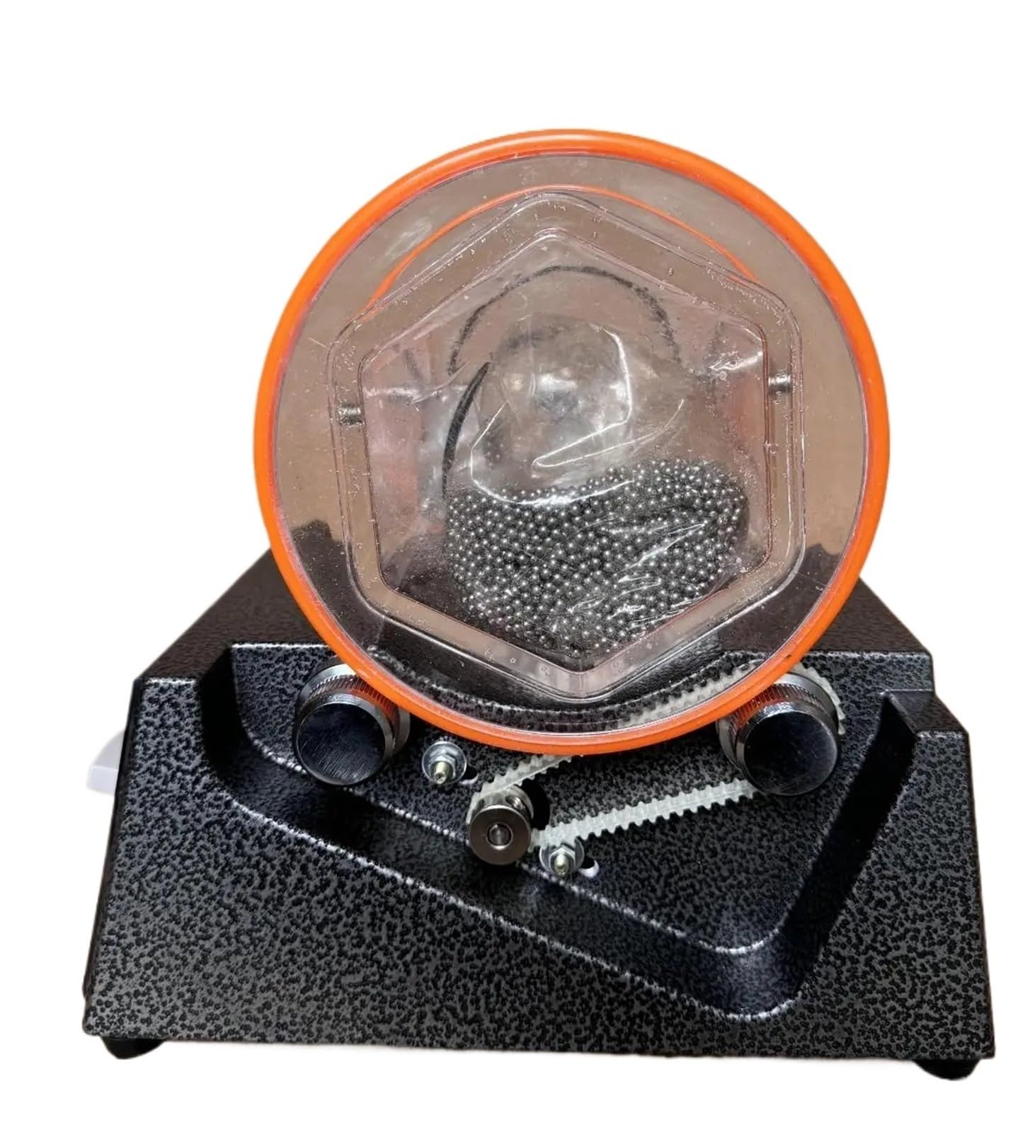 Polisseuse à tambour rotatif for bijoux, capacité 3 kg, avec tambour rotatif et godet.