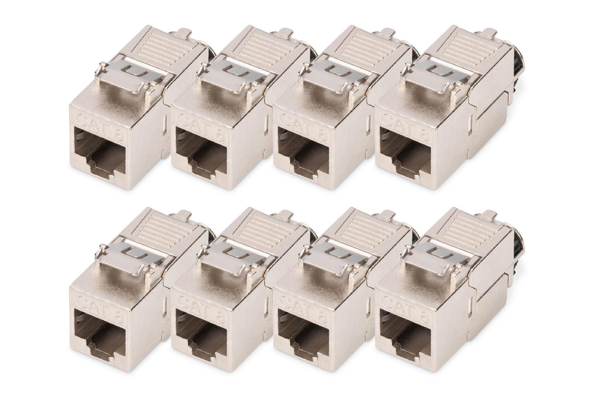 DIGITUS DN-93816 – Keystone-Modul Cat 8.1 – 8 Stück – RJ45 Netzwerkdose Cat8 Geschirmt – 2000 MHz – 25GBase-T & 40GBase-T – 25 Gbit/s & 40 Gbit/s – AWG 26/7 bis AWG 22/1 – Montage Werkzeugfrei