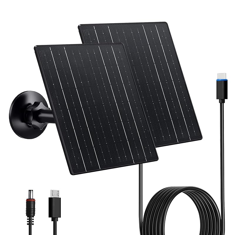 Kit com 2 Painéis Solares Zivif de 10 W para Câmeras de Segurança Externas, 5 V, com USB-C e Suportes Ajustáveis
