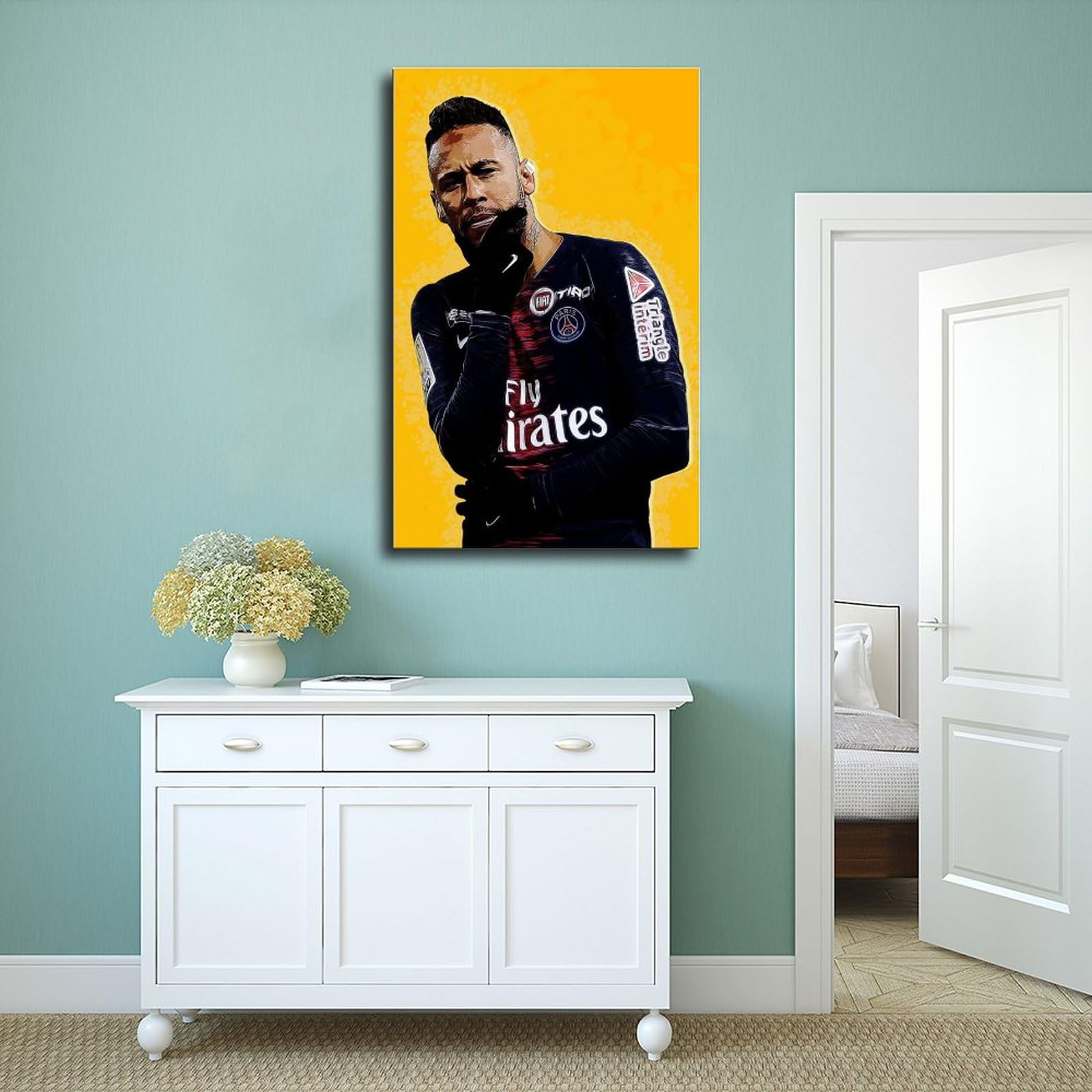 Poster Neymar Jr. - Impression Toile 40 X 60 Cm - Décoration Murale Salon, Chambre - Style Vintage - Sans Cadre