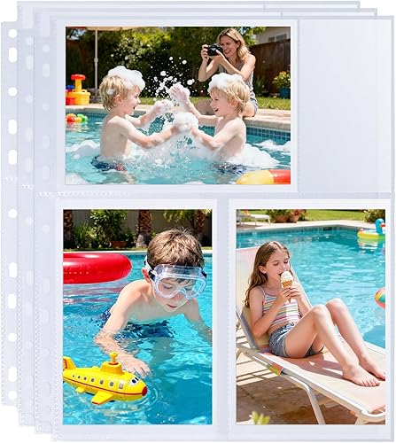 Paquete de 30 páginas de repuesto para álbumes de fotos de 4 x 6 pulgadas para carpeta de 3 anillos, fundas de fotos ultra transparentes con
