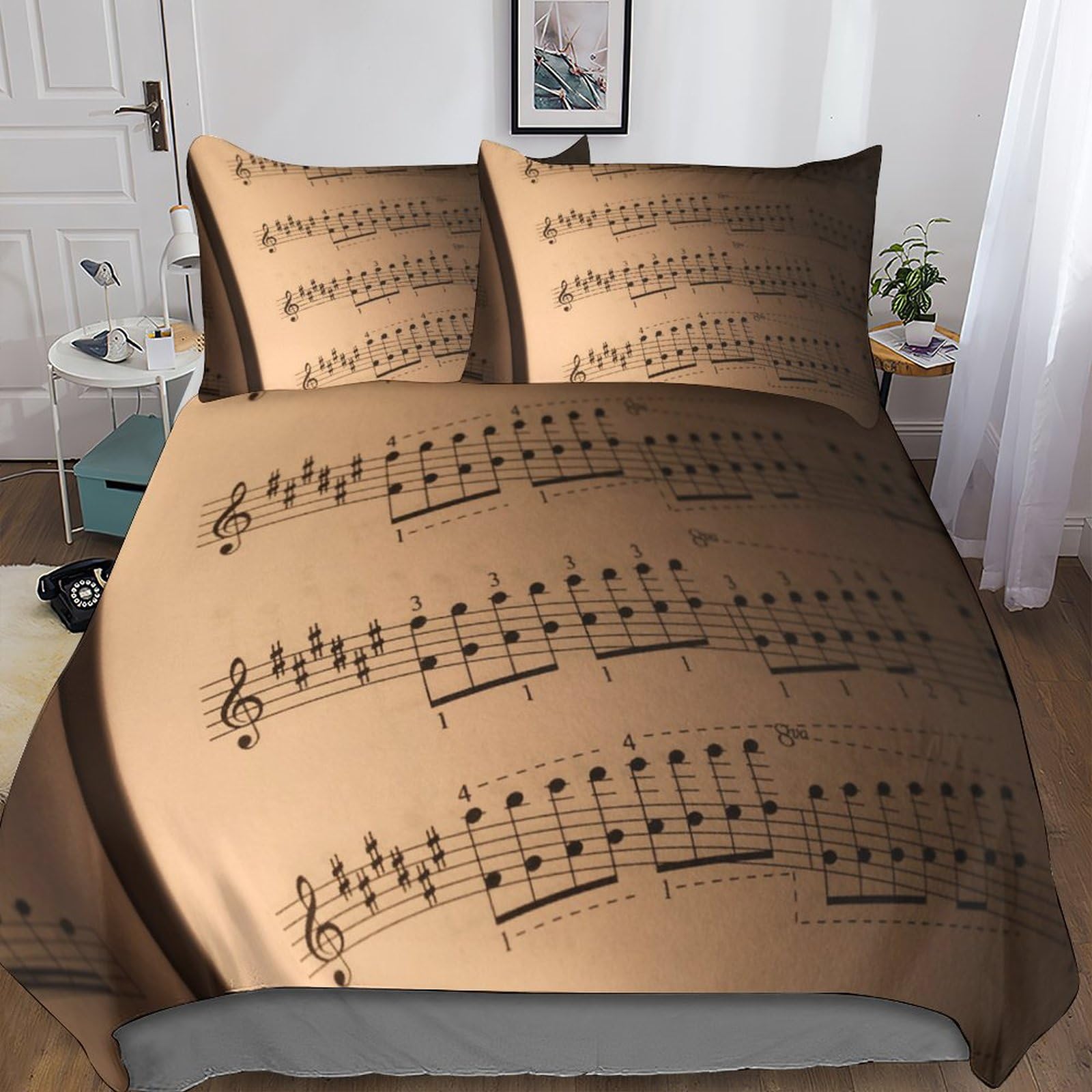 Parure de lit hypoallergénique pour adultes adolescents enfants musique 3D