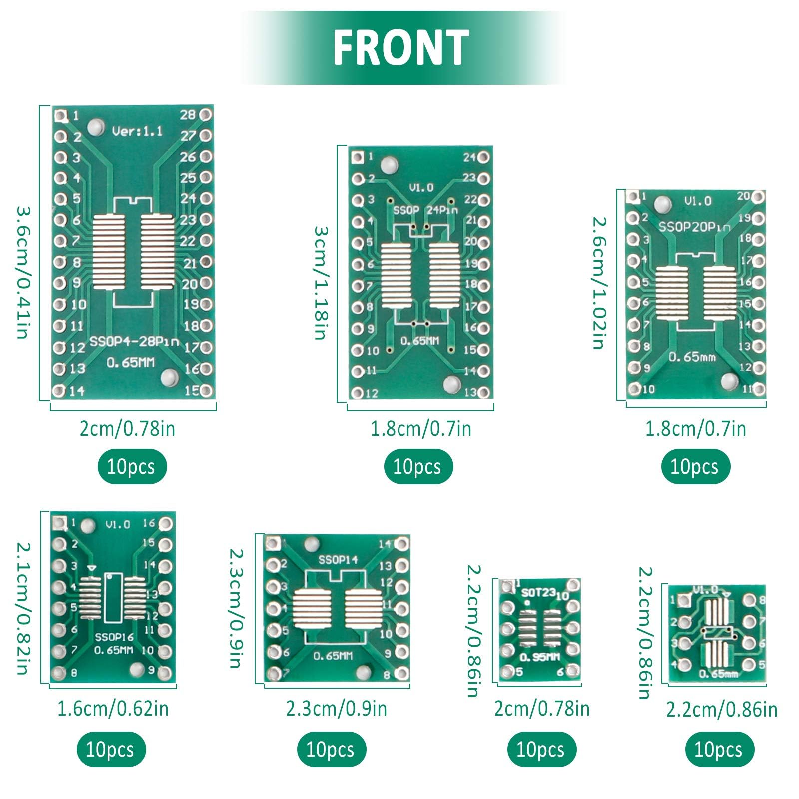 70pcs PCB Board PCB Scheda Universale a Doppia Lato Millefori Stampato Circuito in FR4 per Saldatura Progetto Elettronico Prove Tecniche Fai Da Te -7 Dimensioni