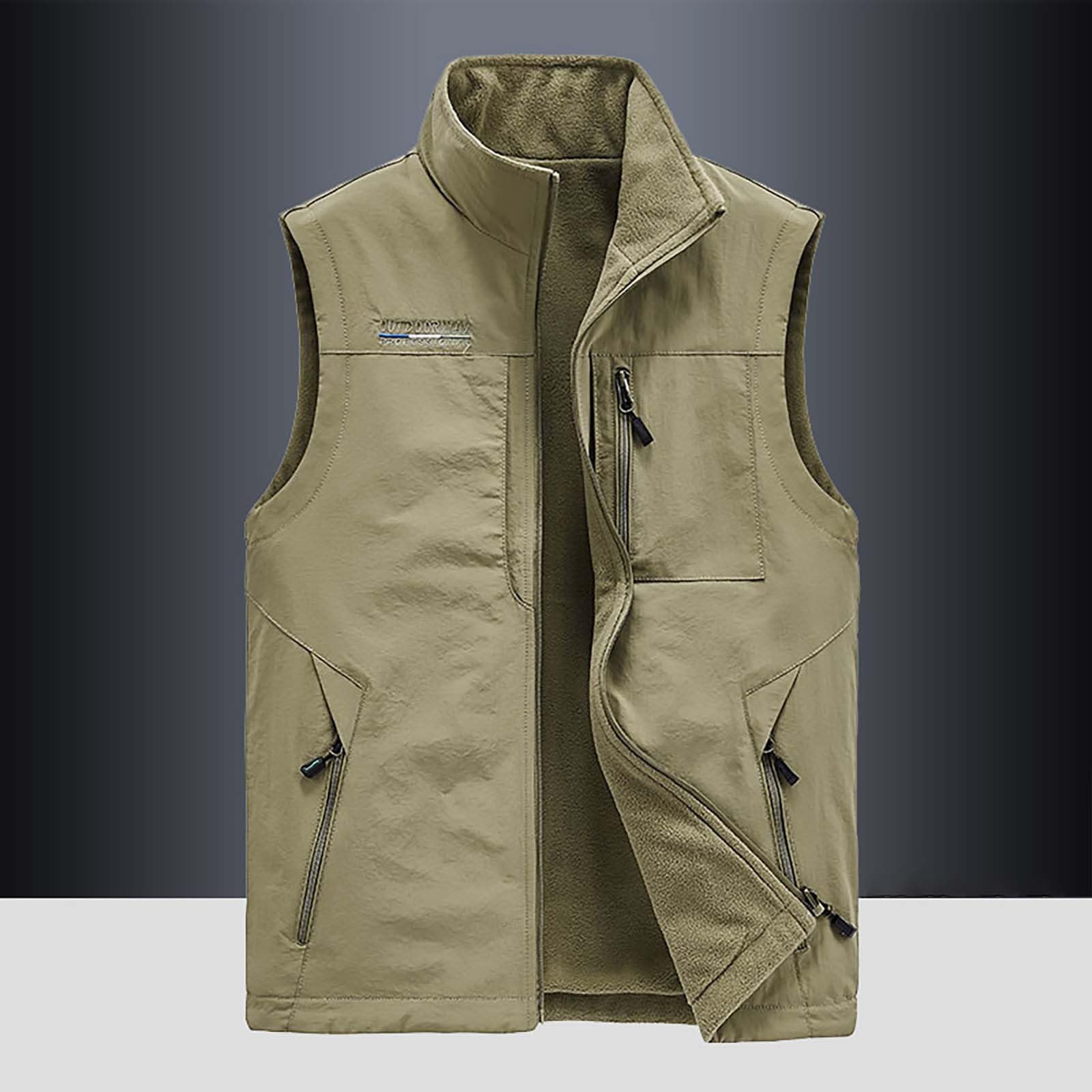 Chalecos ligeros con bolsillos para hombre, chaleco de forro polar para trabajo al aire libre, chaleco de caza con múltiples bolsillos, chaleco calentador de invierno, chaquetas sin mangas, para pesca
