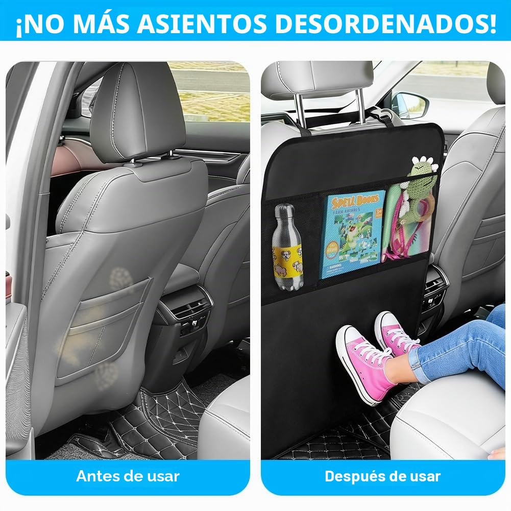 Protector Asiento Coche, 2 Pieza 49 * 70CM Protector Asiento Coche Delantero, Impermeable Coche Oxford Kick Mats Protección Fundas para Niños y Bebe