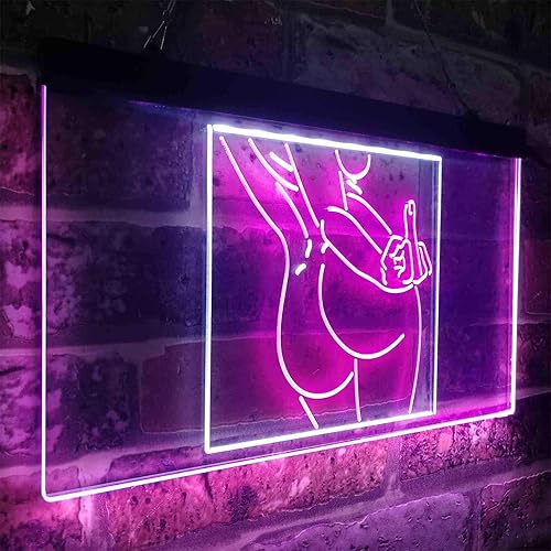 Miniatura 3 de Bad Bitch Middle Finger Fxxk Girl Room - Letrero de neón LED de doble color, blanco y morado, 16 x 12 pulgadas st6s43-i3799-wp