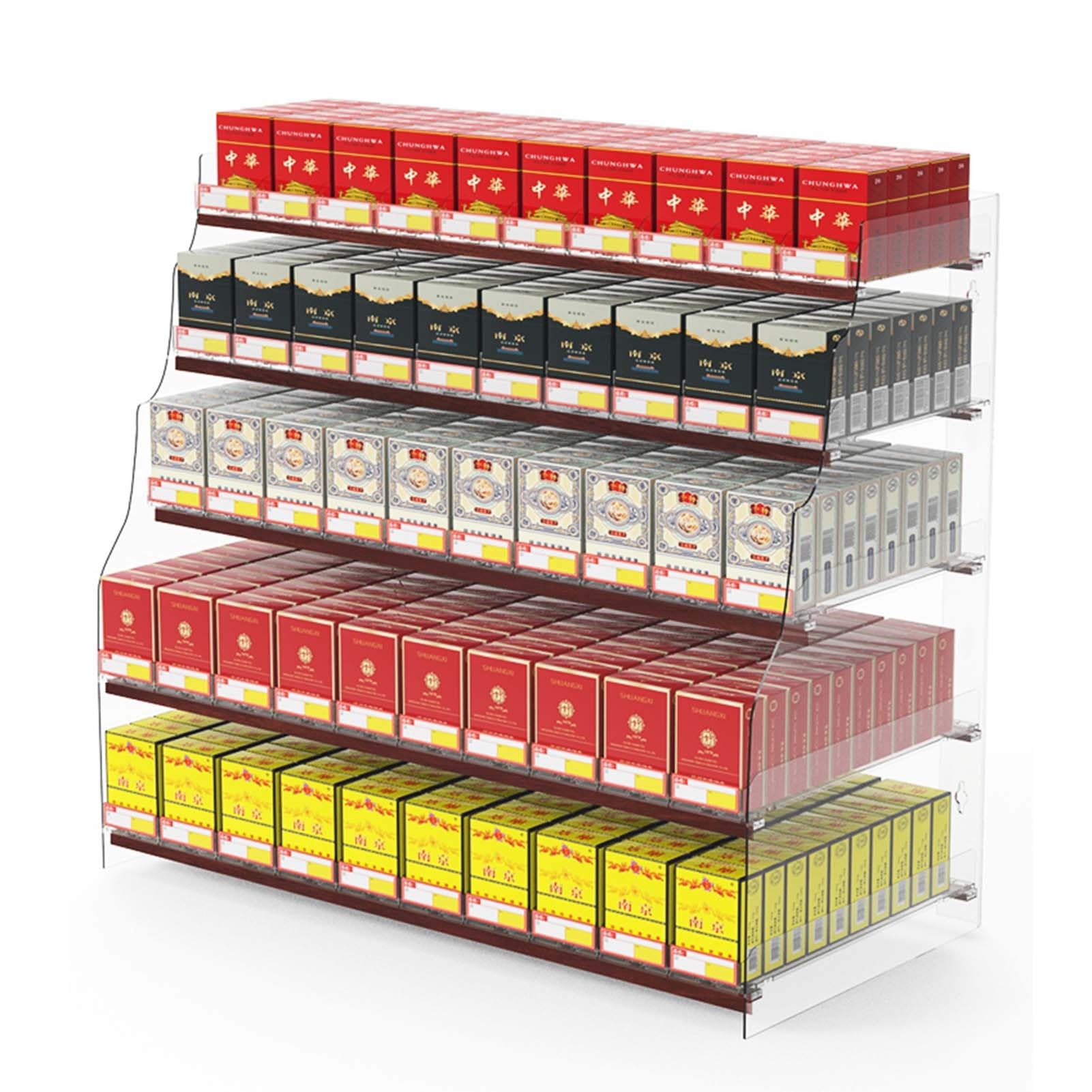 Dispensador de cigarrillos de pared con canales de reposición rápida
