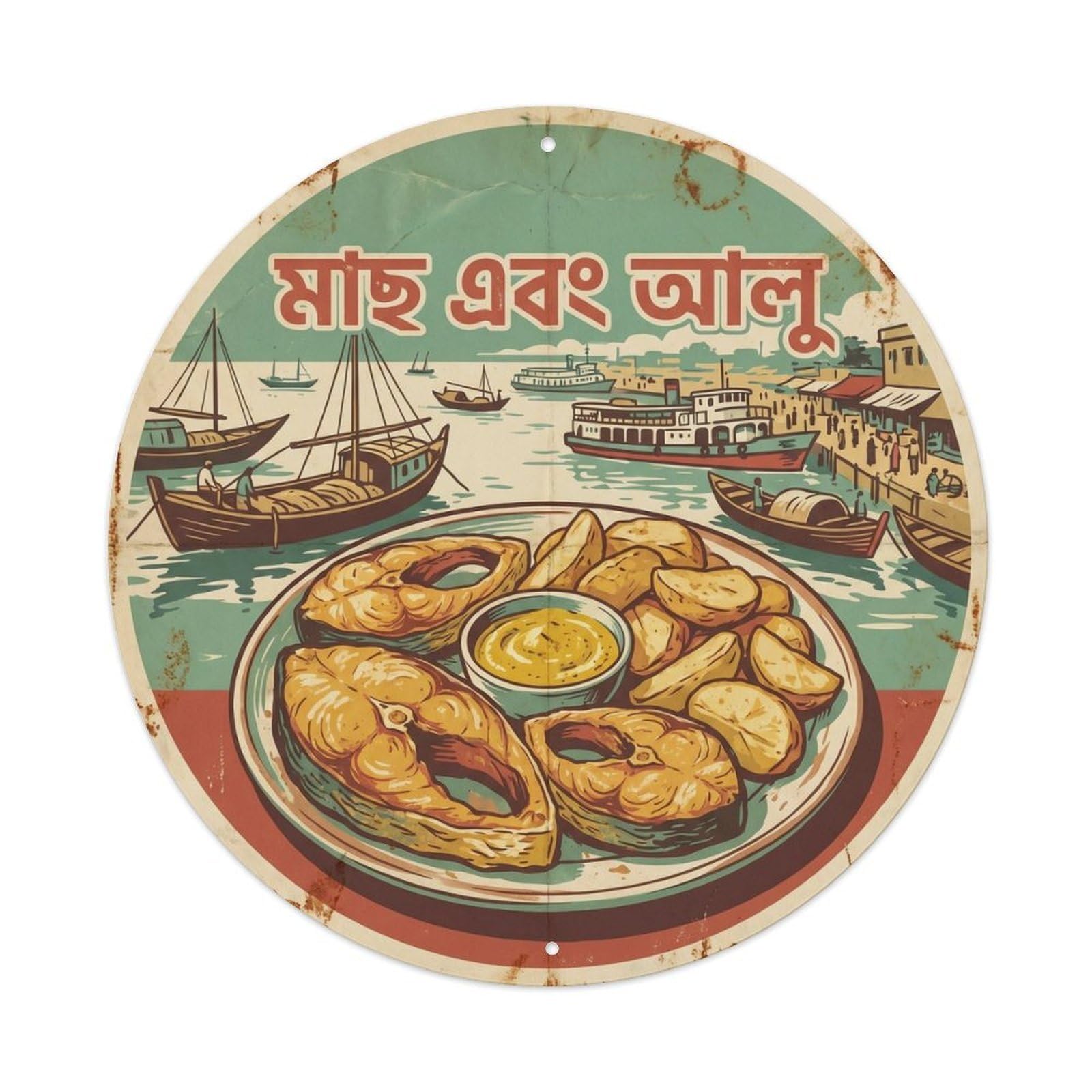 Snack Culture Fried Fish Regional Silkscreen Travel Metal Tin Sign