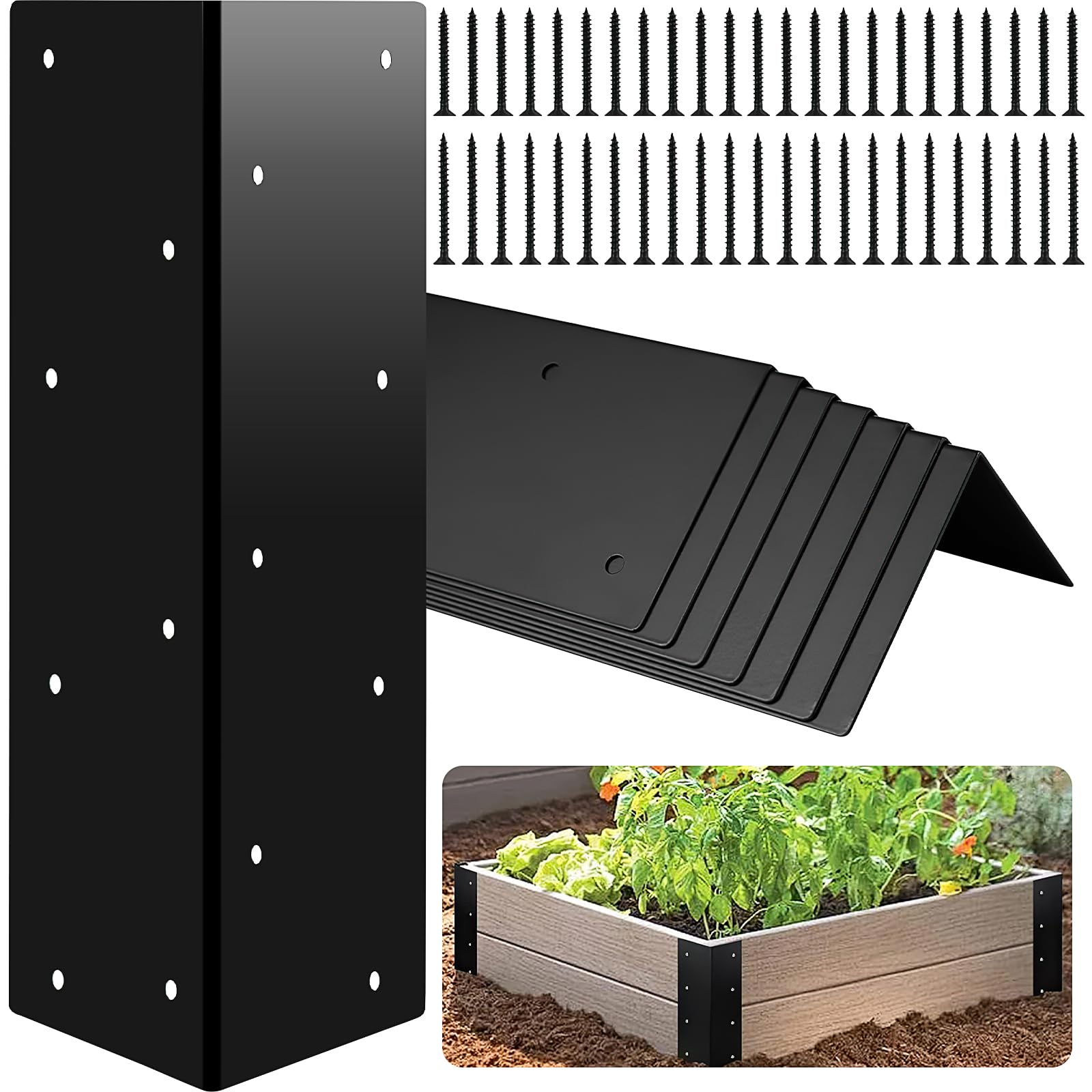 Lot de 8 Supports d'angle en Métal pour Parterre de Jardin Surélevé