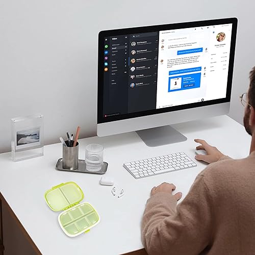 Miniatura 6 de Paquete de 2 pastilleros de viaje de 8 compartimentos para vitaminas, medicinas, aceite de pescadosuplementos (verde)