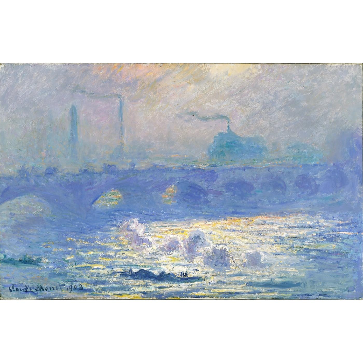 Monet Pont de Waterloo grand tableau decoration murale salon impression sur toile - 2
