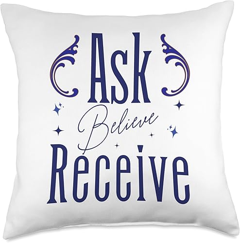 Manifesting With Style Ask Believe Receive - Almohada (18 x 18 pulgadas), multicolor