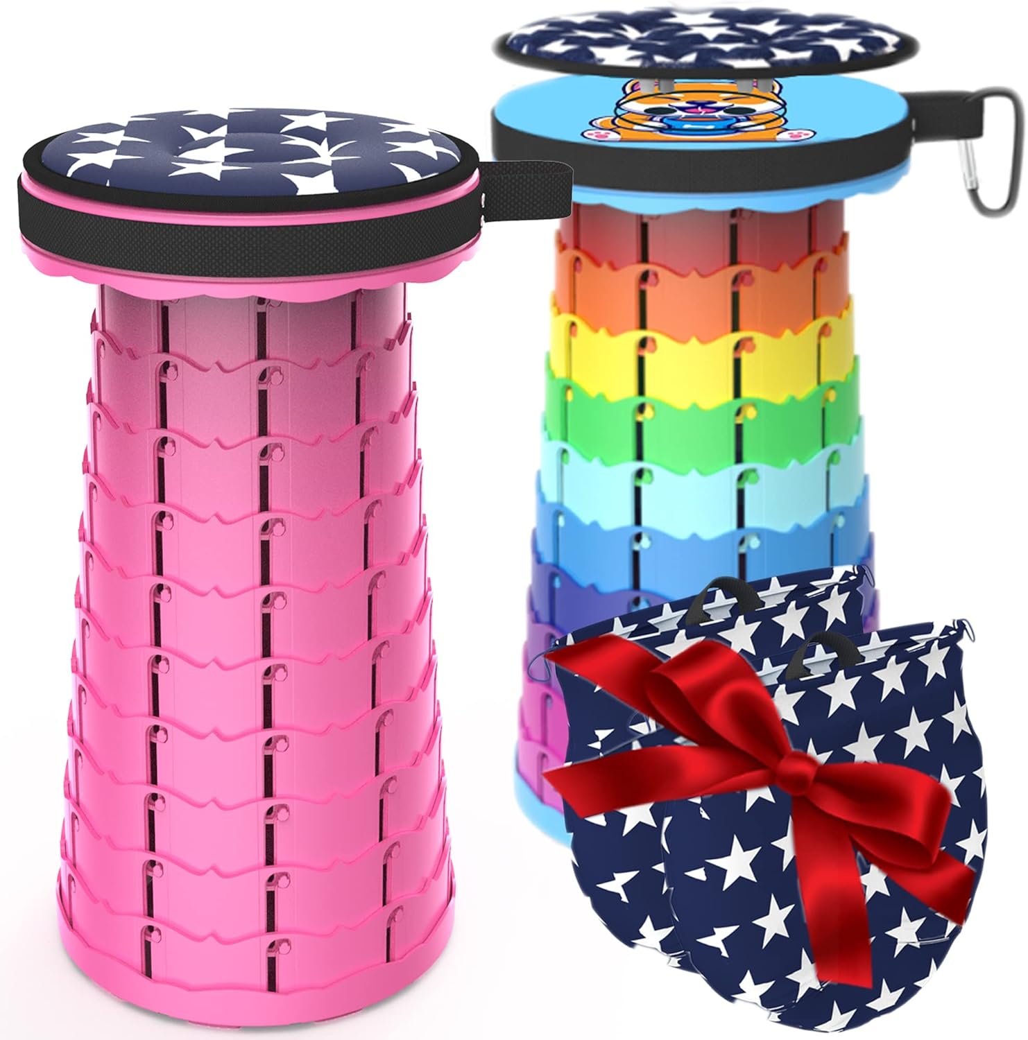 Amazon.com: ALEVMOOM 2 Packs Telescoping Stool Portable Retractable ...