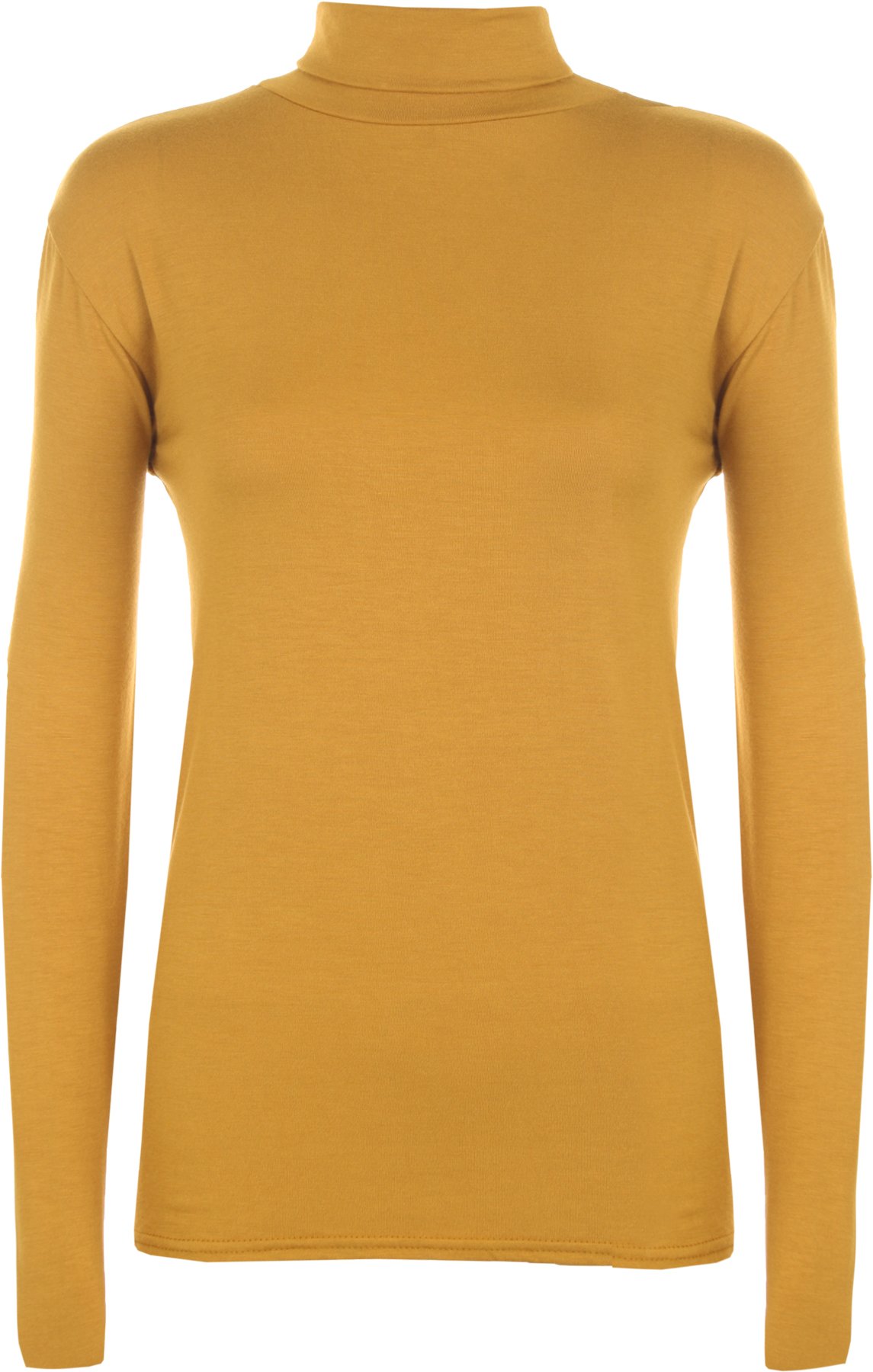 Wearall Women's Mustard New Polo Neck Stretch Long Sleeve Plain Top Jumper 20-22
