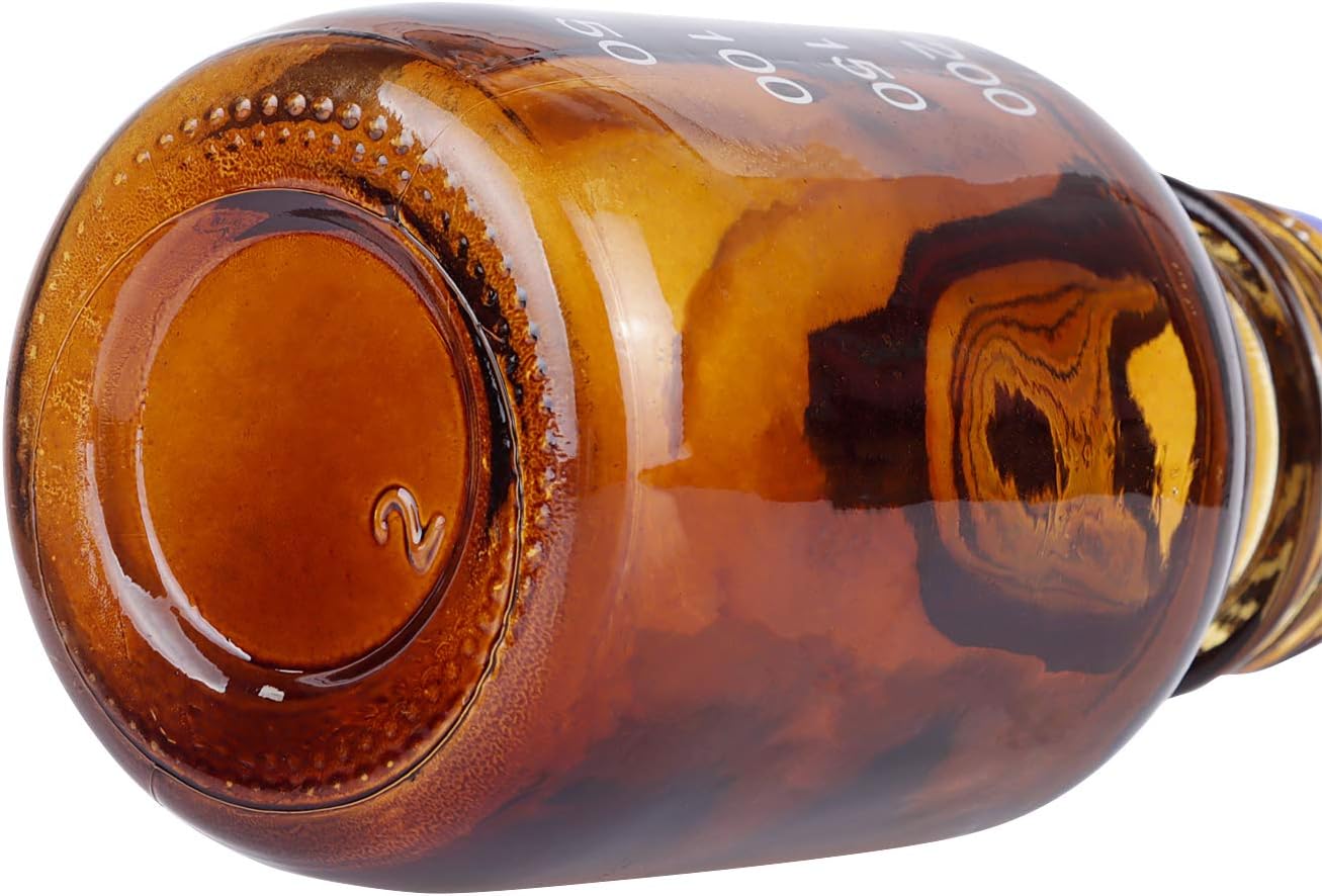 Pastein 10 Pack Amber Borosilicate Glass 250 mL Graduated Round Lab Reagent Media/Storage Bottle With GL45 Blue Screw Cap : Industrial & Scientific