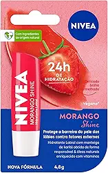 NIVEA Hidratante Labial Morango Shine 4,8g - Cuidado intensivo para seus lábios, hidratação prolongada, delicioso aroma de morango, pigmentos brilhantes e cor delicada