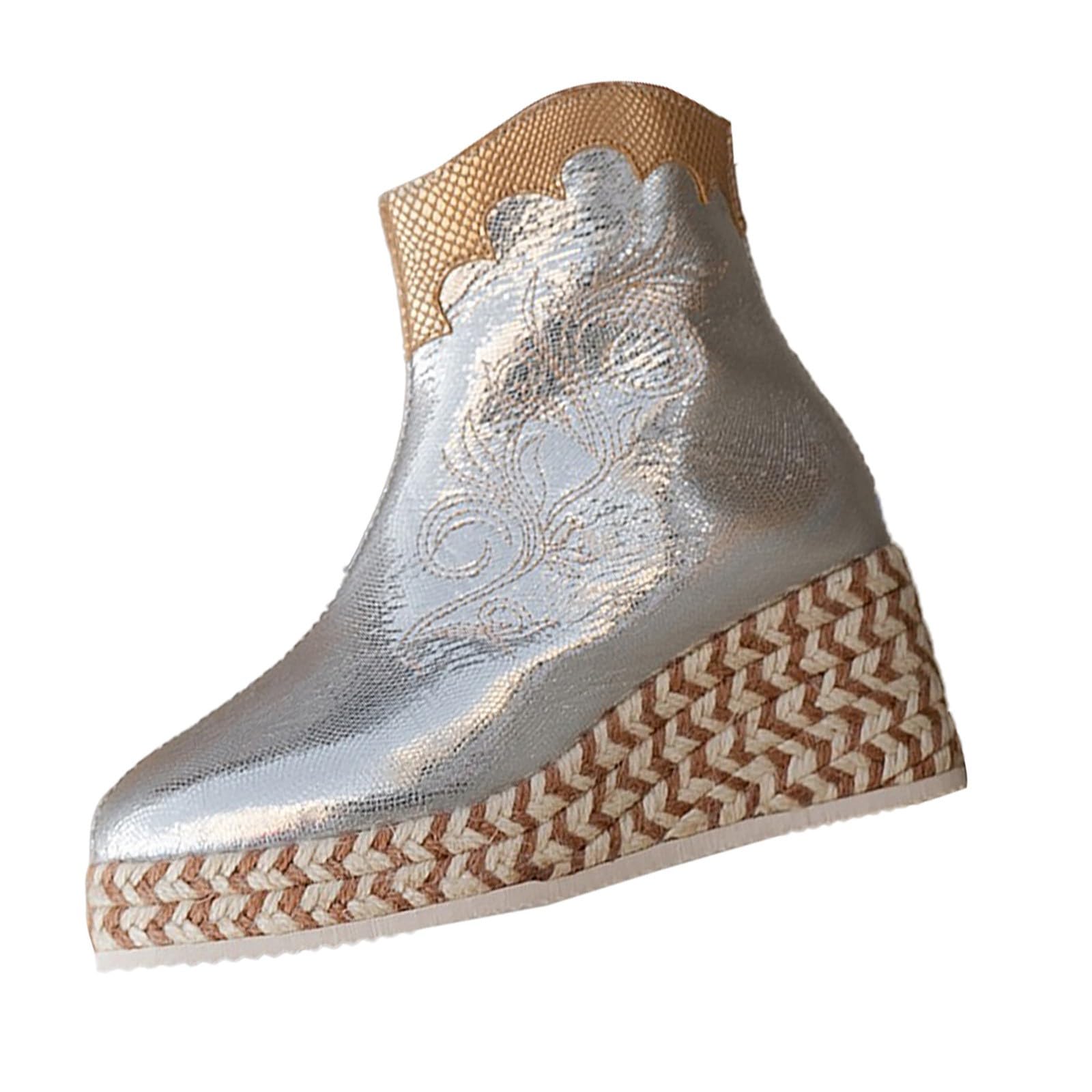 Moda spessore inferiore tacco a blocco stivali donna traspirante moda testa rotonda tacco tacco scarpe donna scarpe donna pantofole donna, argento, 43 EU