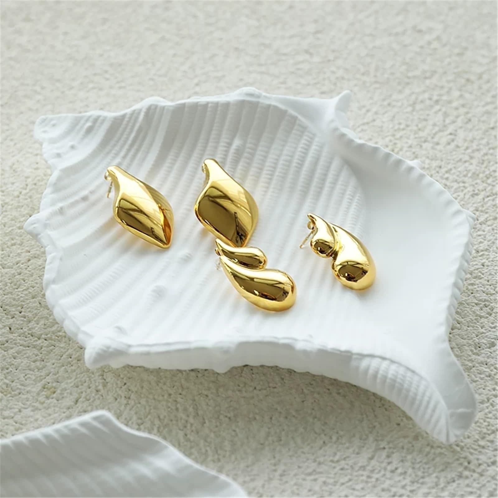 Portagioie Donna 3 Pack Conch Scallop Shape Matte Gypsum Jewelry Trays Organizer Gioielli
