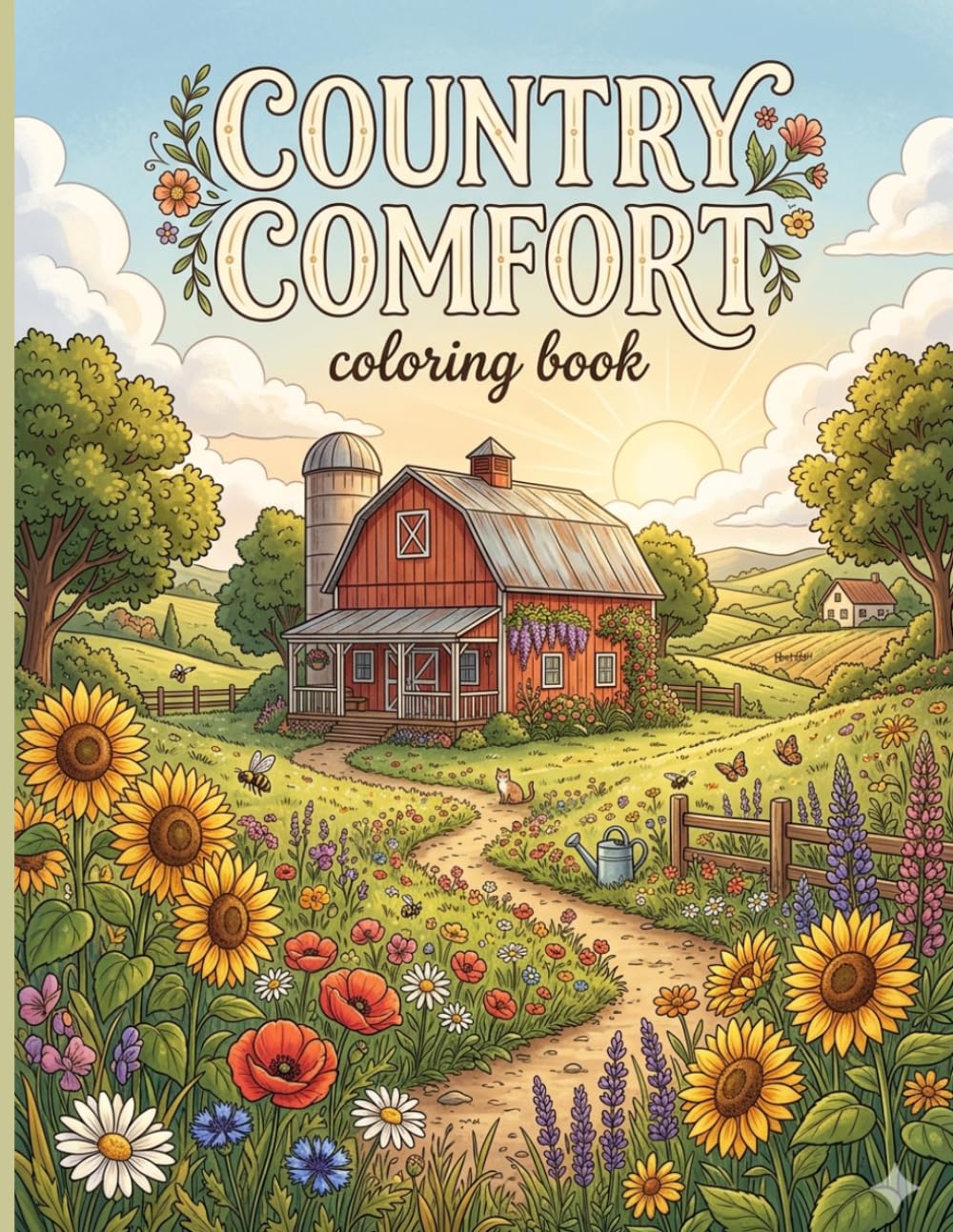 Country Comfort Coloring Book: Peaceful Farm Animals, Gardens & Cozy Barns