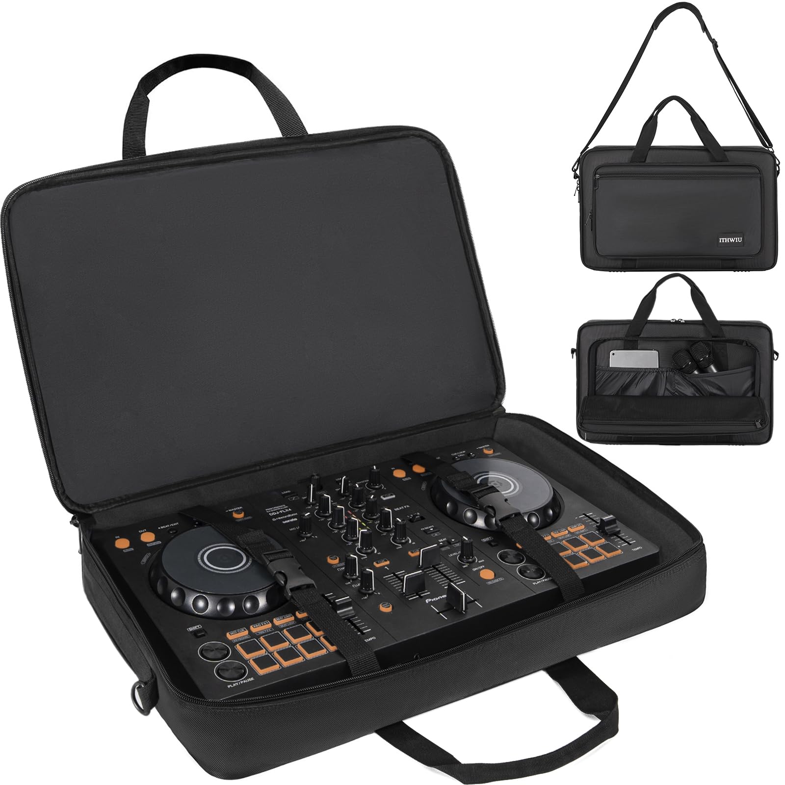 Padded DJ Controller Case for DDJ FLX4, DDJ SB SB3 400 RB, Hercules DJ Control Inpulse 300, L 20.5 X W 12.5 X H 2.75 inches, Black Global Recycled Standard Global Recycled Standard Global Recycled Standard