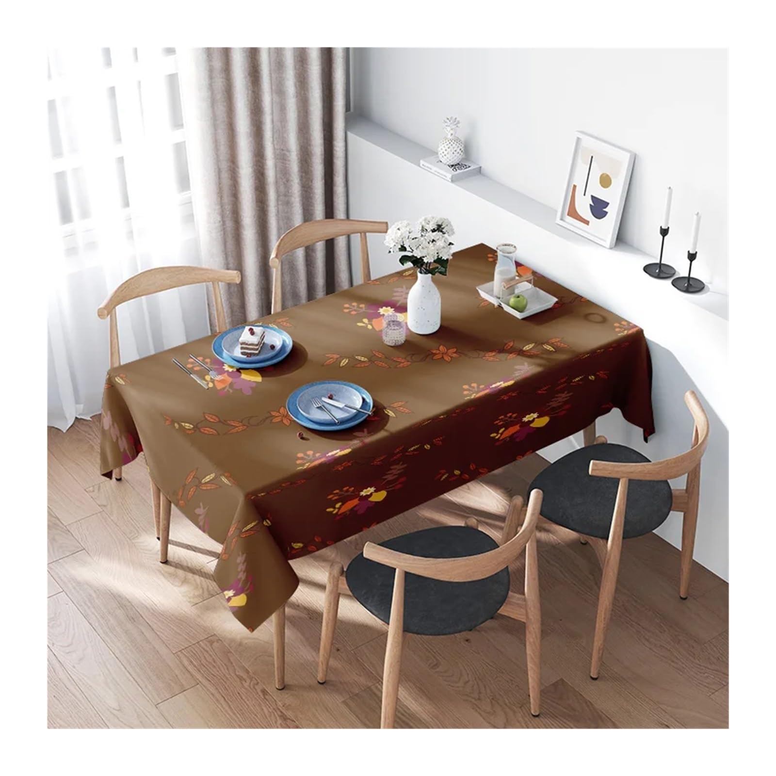 Mantel de Navidad Modern Colorful Leaves Tablecloth Decoration Autumn Thanksgiving Festive Party Home Dining Cover(160X220CM)