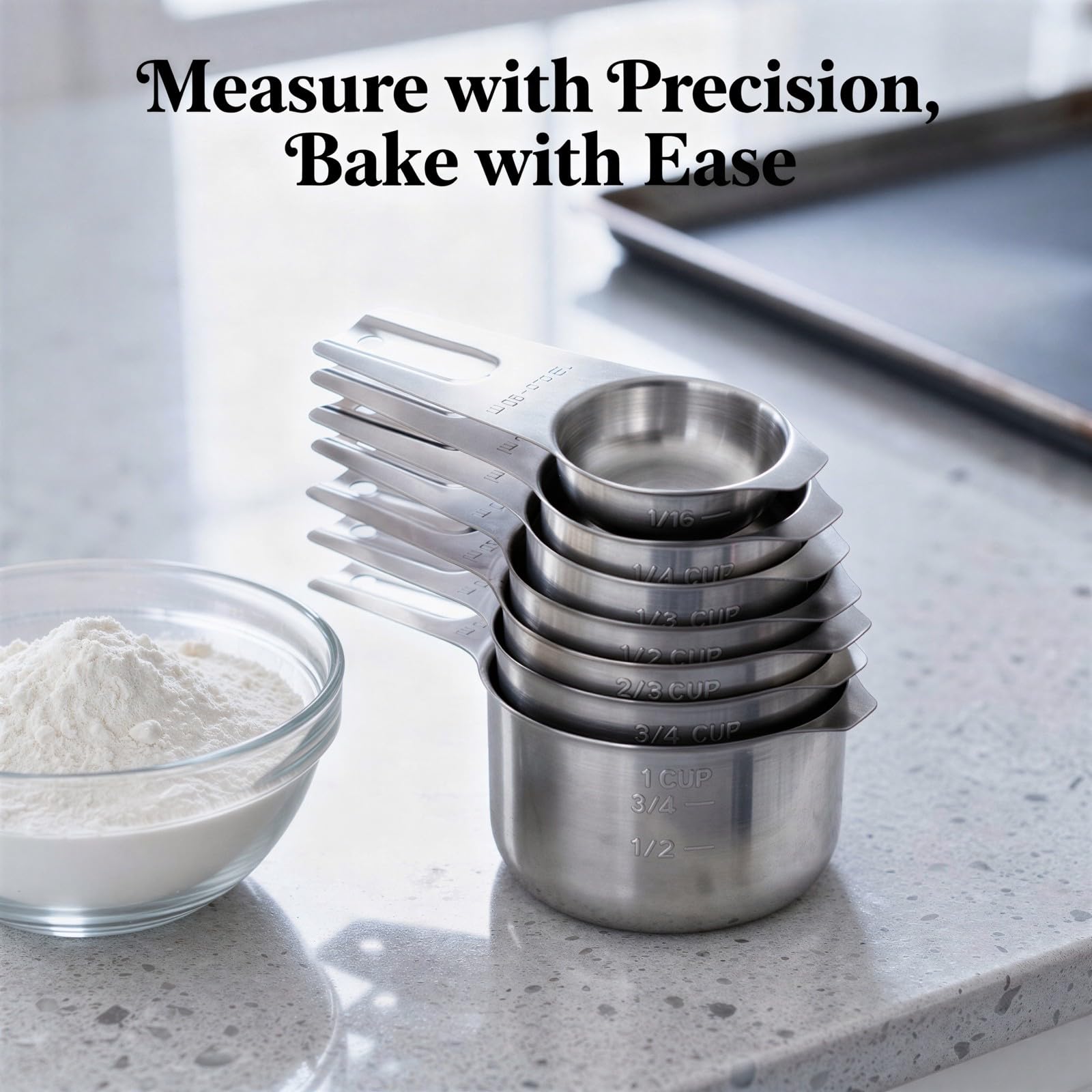 14 Stk. Messbecher und Messlöffel Set aus Edelstahl, 8,1 oz Becher und 0,5 oz Löffel, mit Nivellierer, Maßangaben für Küche und Backen, beidseitig graviert für trockene und flüssige Zutaten
