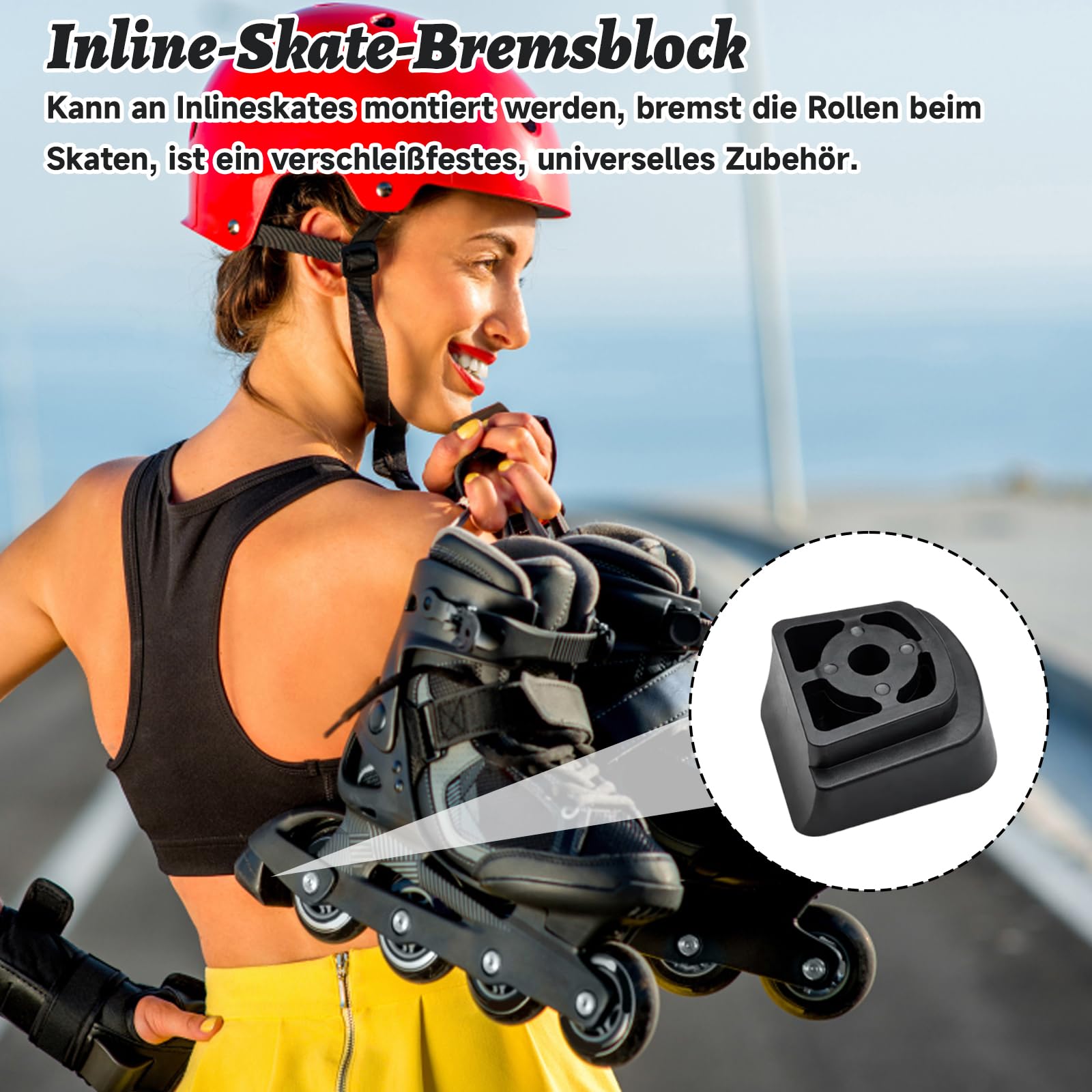 4er Pack Bremsklotz Inliner – Universal Bremse für Inline Skates, rutschfeste Bremsstopper für hintere Montage