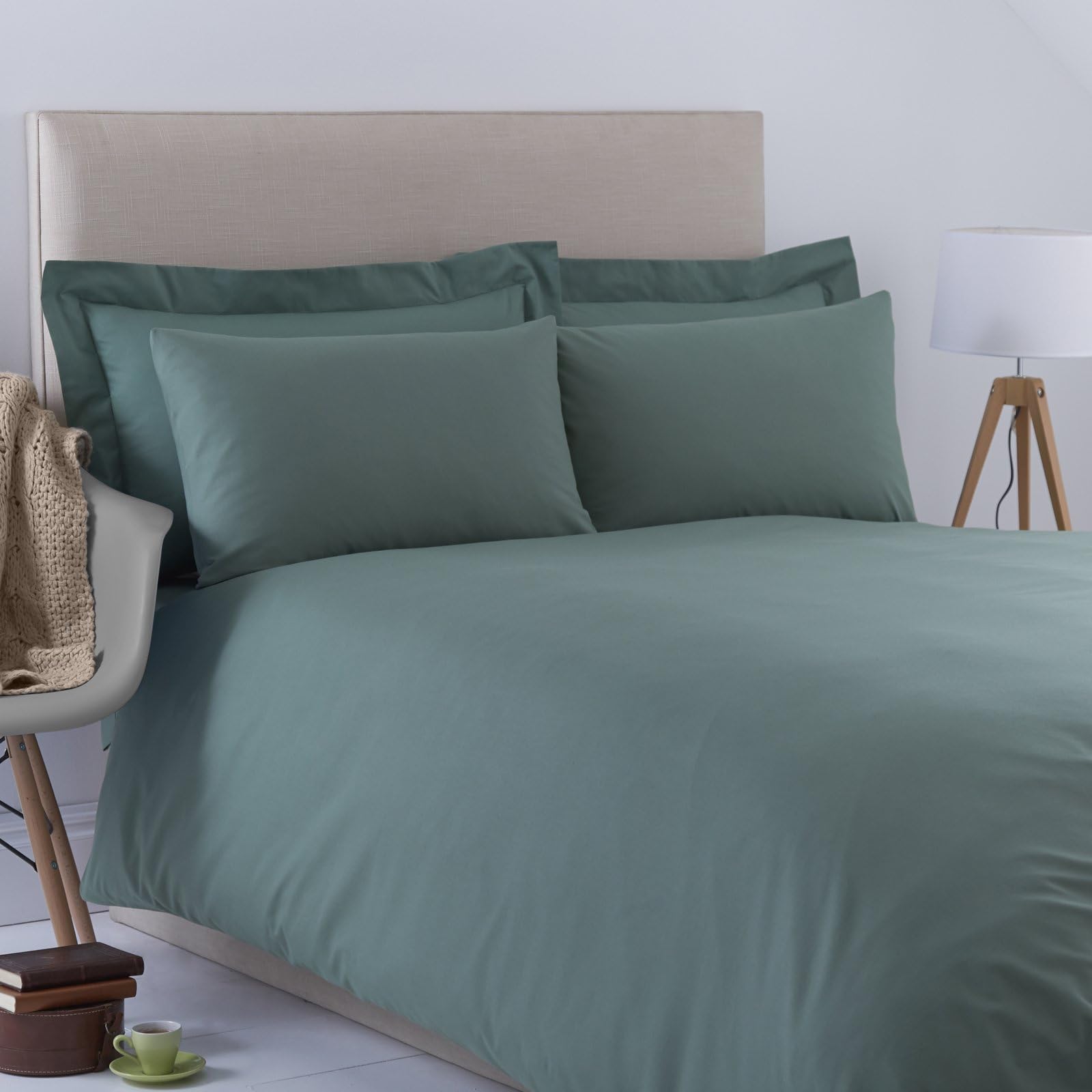 Charlotte Thomas Poetry Plain Dyed Bedding Duvet Cover Pillowcase Set, Dark Green - Single Size