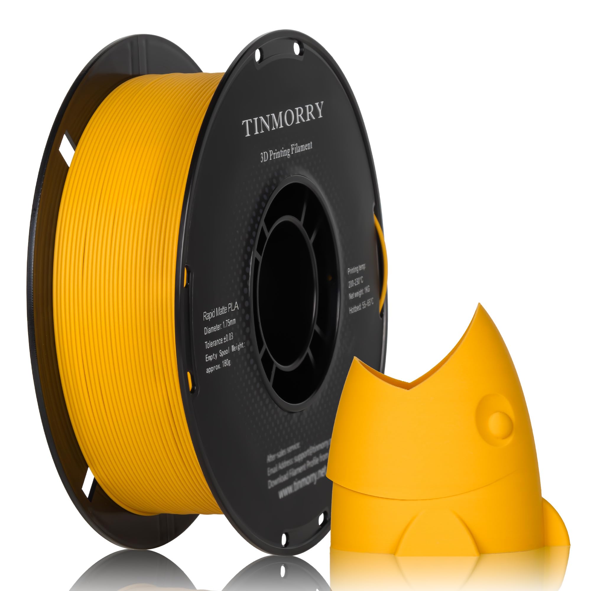 TINMORRY Matte PLA Filament 1.75 mm, 1 KG, Matte Pumpkin Yellow | Matte Finish, Easy Printing, Smooth Feeding, Low Warping, Hides Layer Lines, Compatible with Most FDM 3D Printers