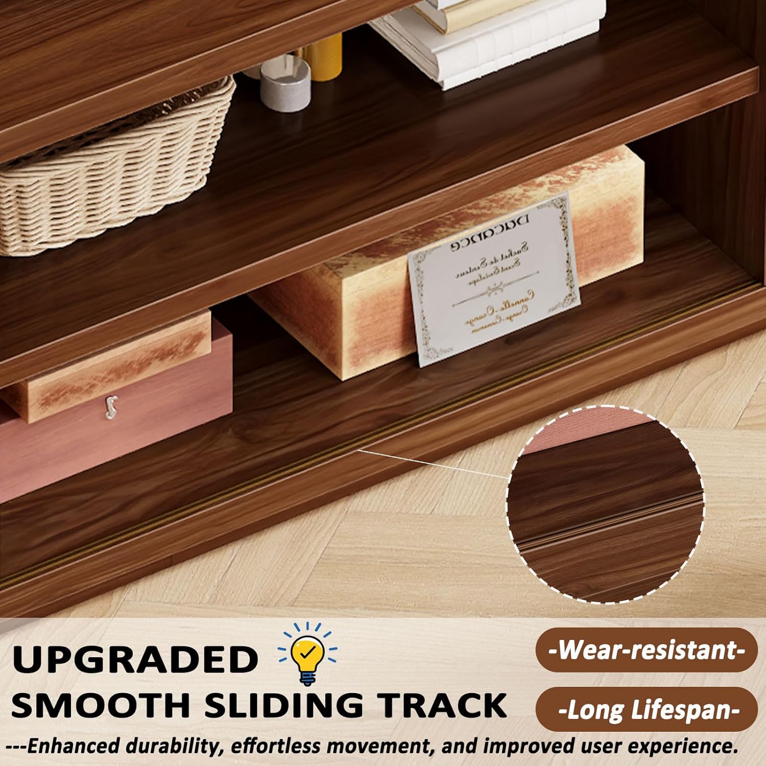 HSH 70" TV Stand for 75 inch TVs,Entertainment Center for Living Room with Storage,Farmhouse Walnut TV Stand Wood with Sliding Doors,Low Media Console Cabinet for Bedroom