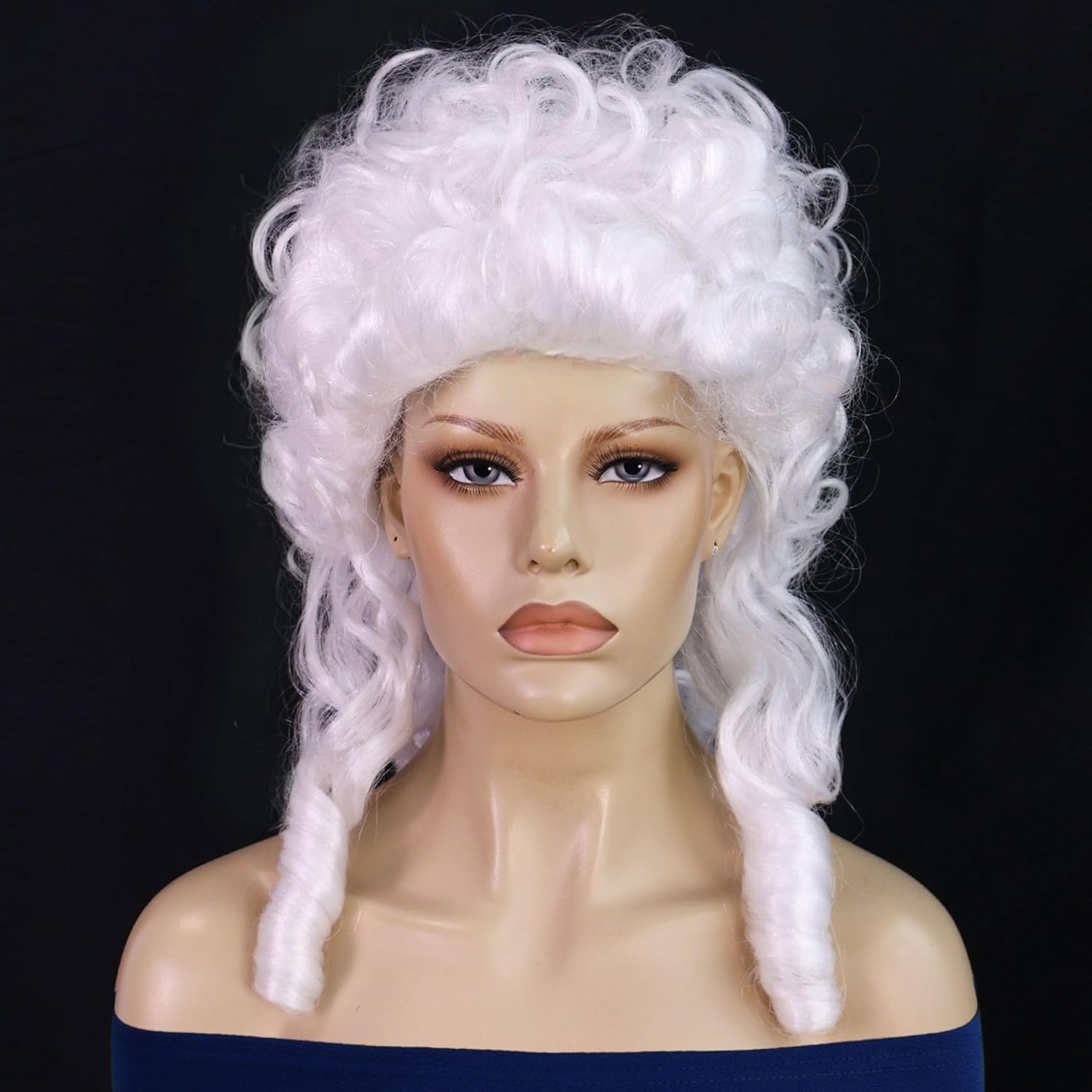 ANOGOL Hair Cap+ White Curly Baroque Wig Ringlet Curls 18th Century Wig Synthetic Updo White Female Judge Lawyer Wigs Powdered Wigs for Women Cosplay Halloween Costume Christmas Masquerade Party - Image 6