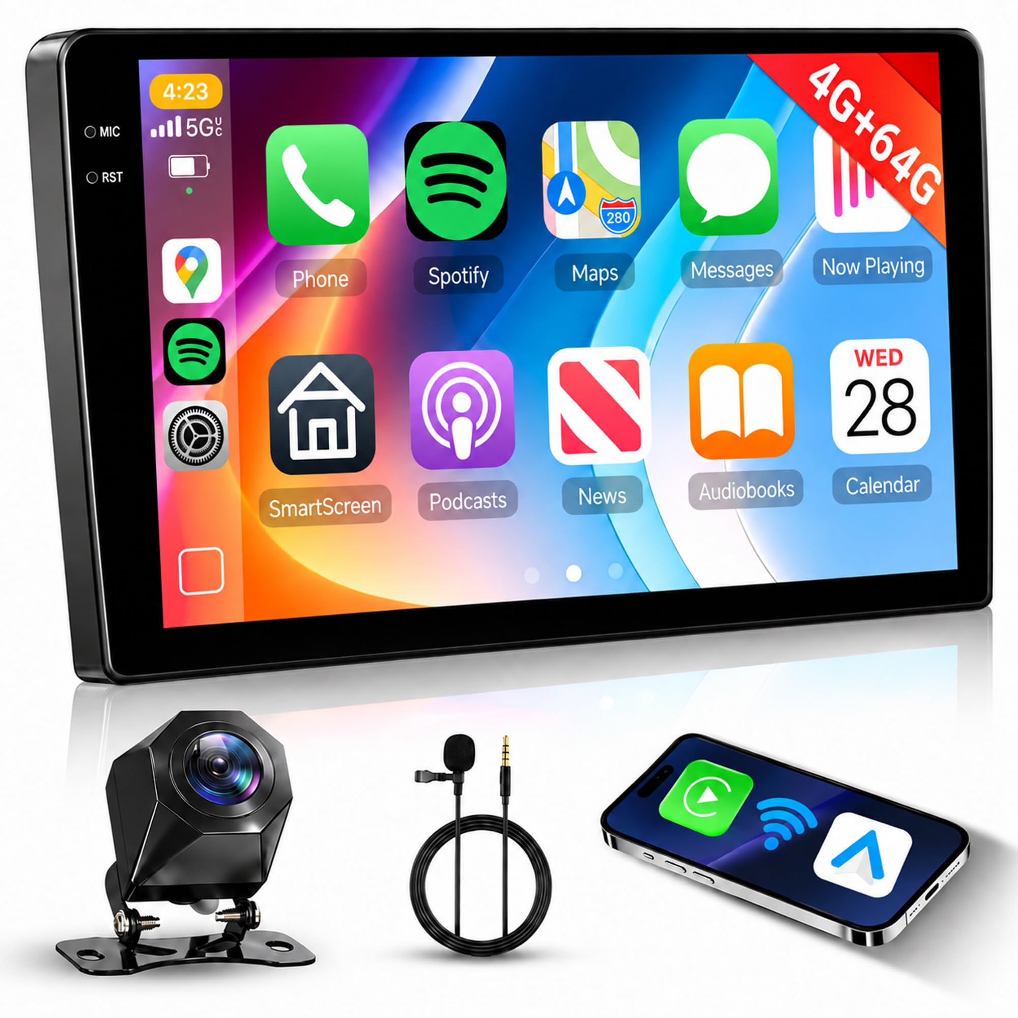 Amazon.com: Hodozzy 4+64G 10 Inch Android Car Stereo with Wireless
